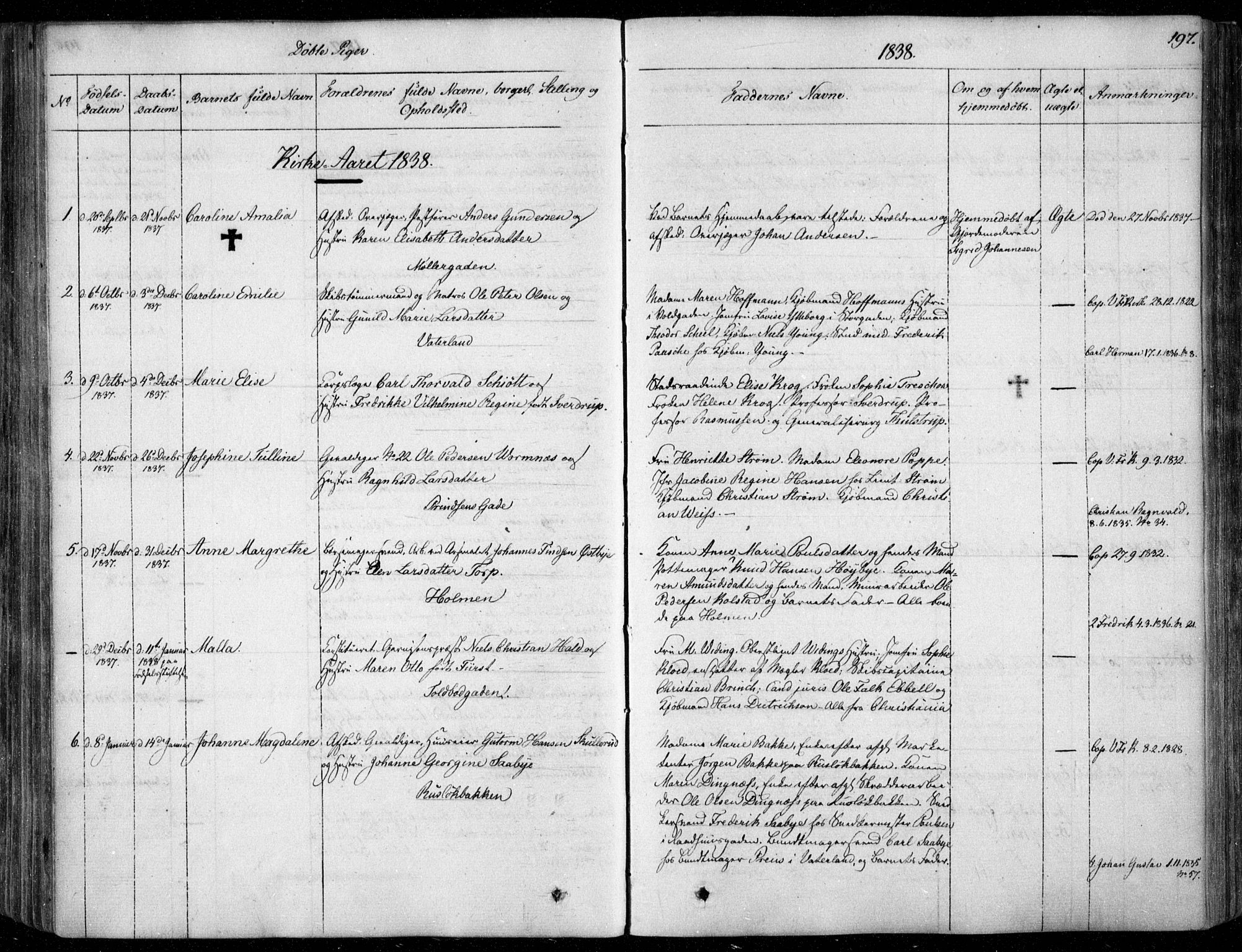 Garnisonsmenigheten Kirkebøker, SAO/A-10846/F/Fa/L0006: Parish register (official) no. 6, 1828-1841, p. 197