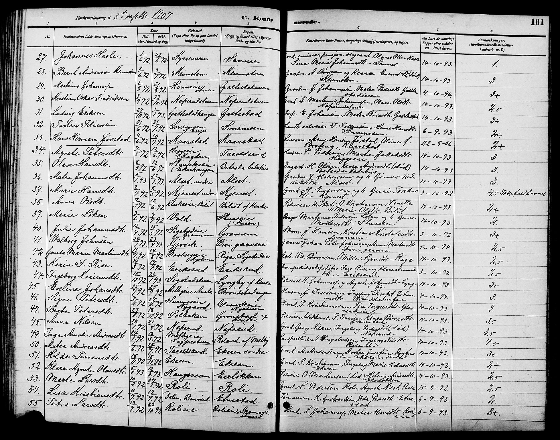 Biri prestekontor, SAH/PREST-096/H/Ha/Hab/L0004: Parish register (copy) no. 4, 1892-1909, p. 161