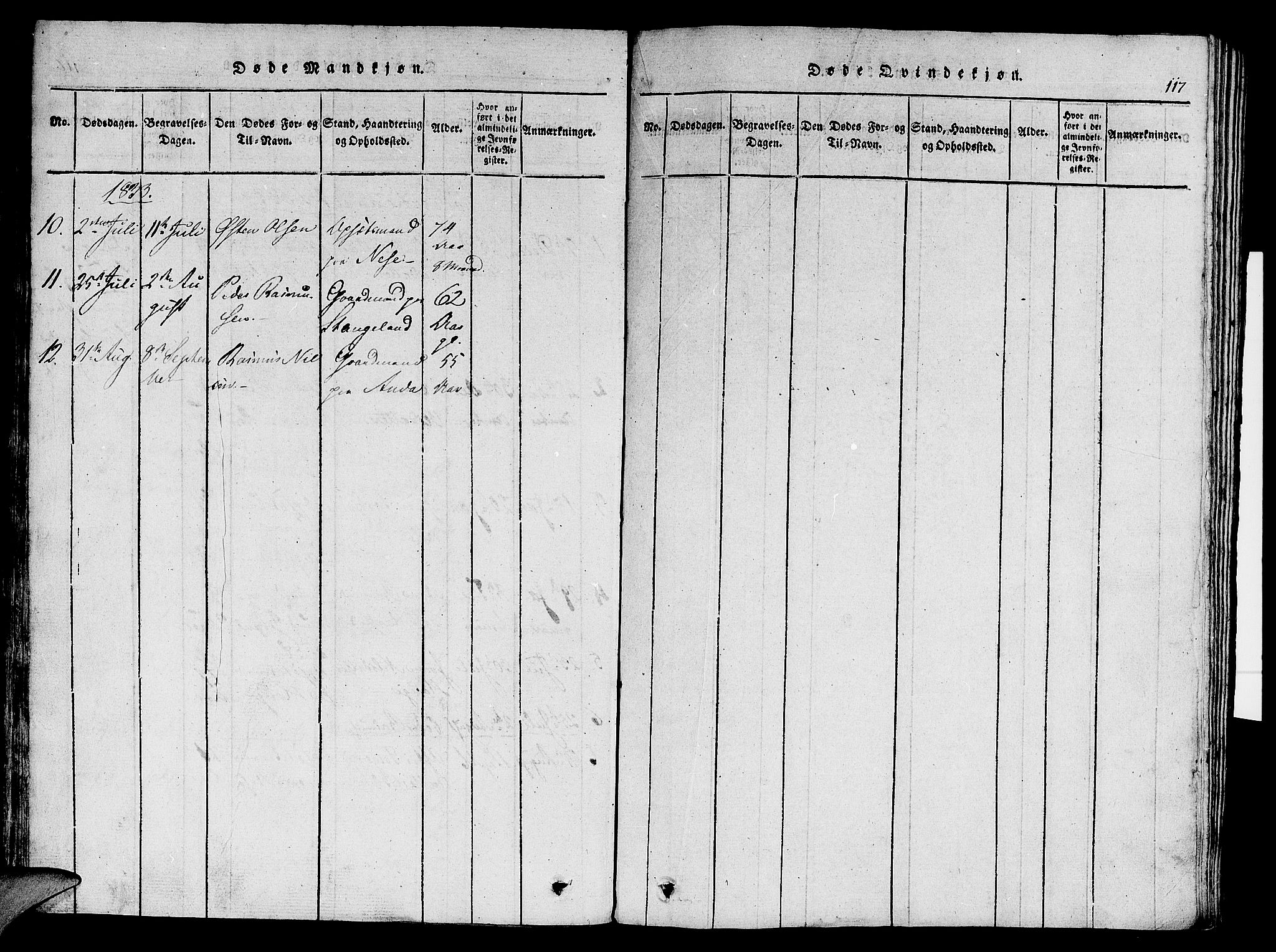 Klepp sokneprestkontor, SAST/A-101803/001/3/30BA/L0002: Parish register (official) no. A 2, 1816-1833, p. 117