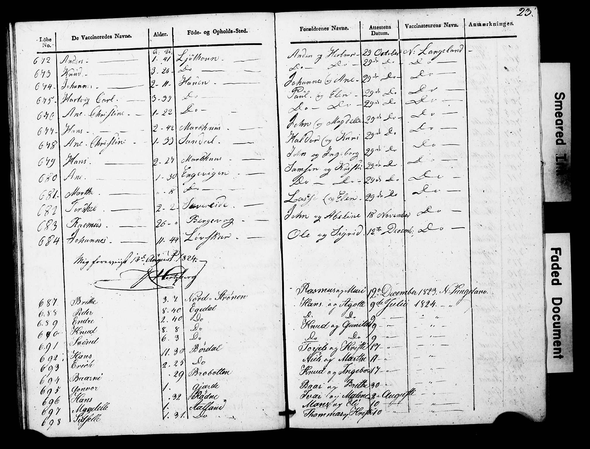 Os sokneprestembete, SAB/A-99929: Parish register (official) no. A 19, 1817-1830, p. 23