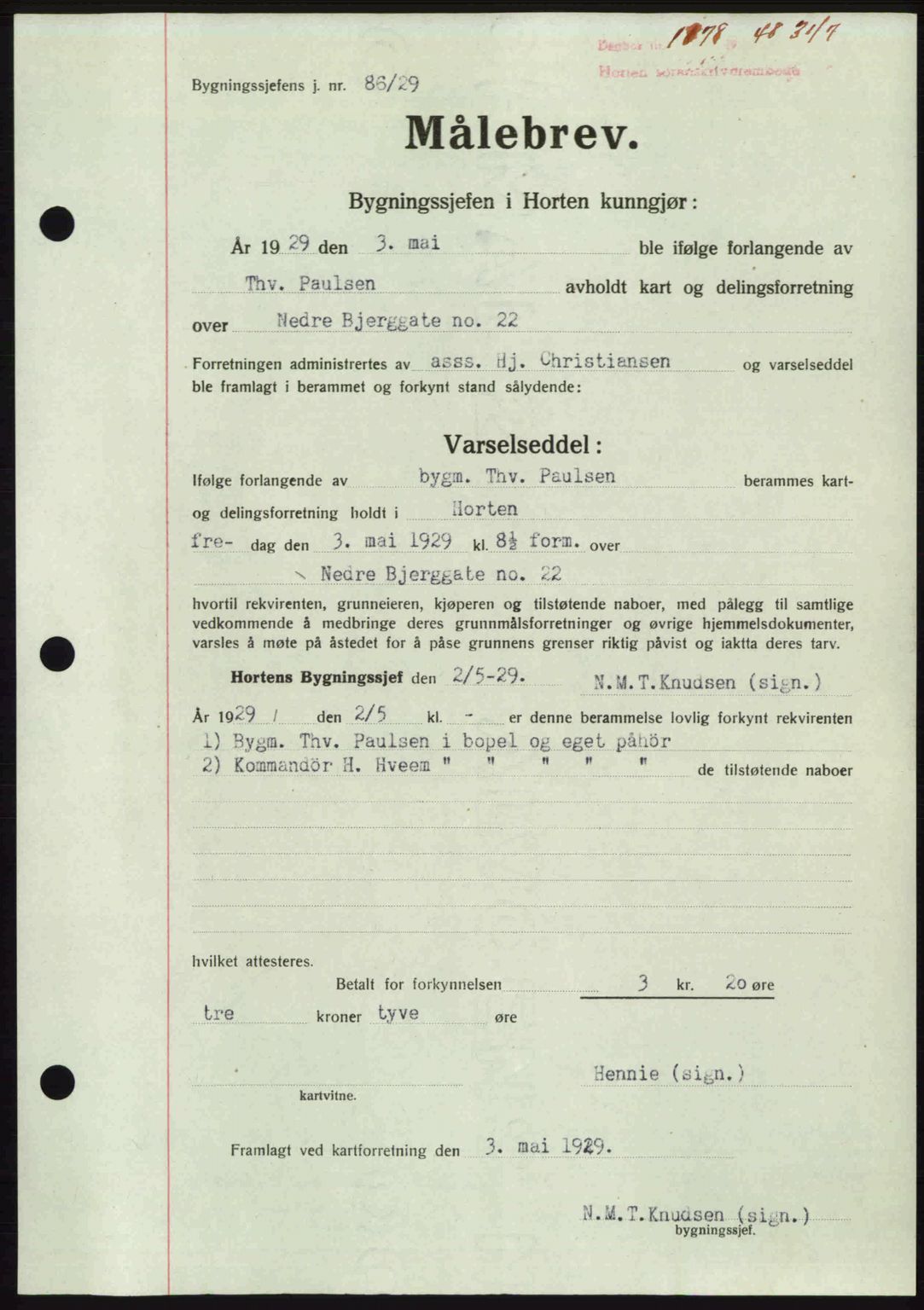 Horten sorenskriveri, AV/SAKO-A-133/G/Ga/Gaa/L0010: Mortgage book no. A-10, 1947-1948, Diary no: : 1178/1948