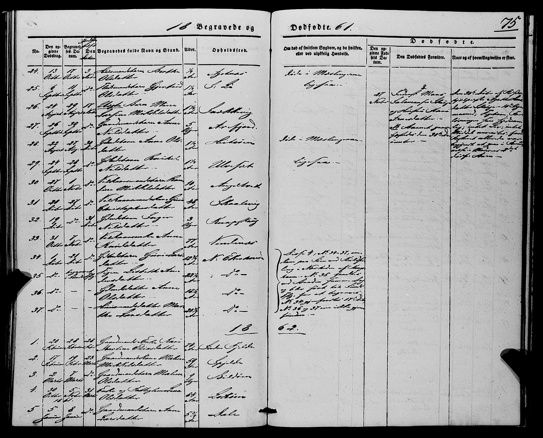 Fjell sokneprestembete, SAB/A-75301/H/Haa: Parish register (official) no. A 7, 1847-1877, p. 75