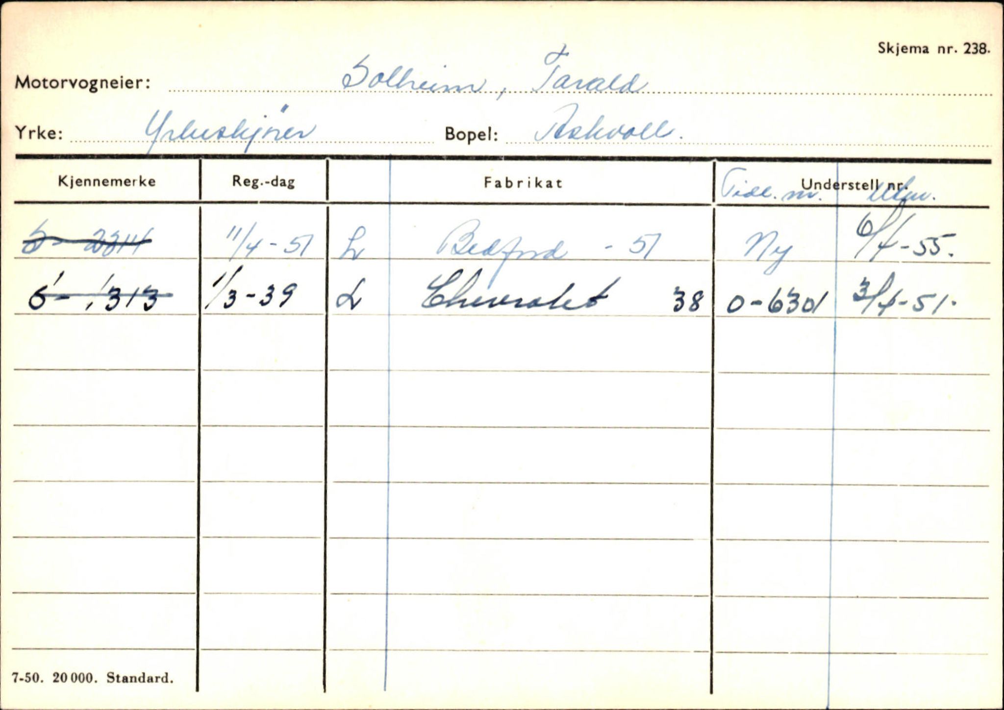 Statens vegvesen, Sogn og Fjordane vegkontor, AV/SAB-A-5301/4/F/L0132: Eigarregister Askvoll A-Å. Balestrand A-Å, 1945-1975, p. 1169