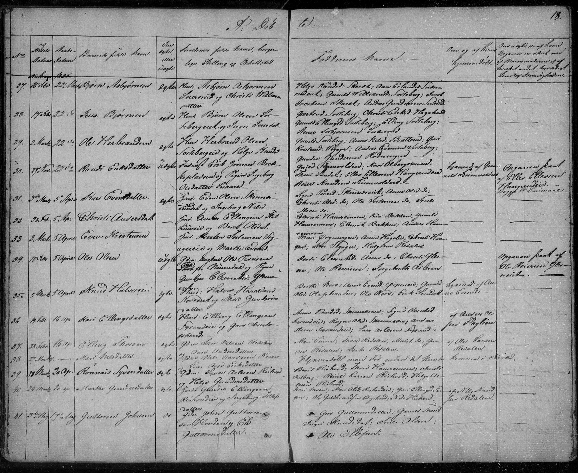Krødsherad kirkebøker, SAKO/A-19/F/Fa/L0002: Parish register (official) no. 2, 1829-1851, p. 18