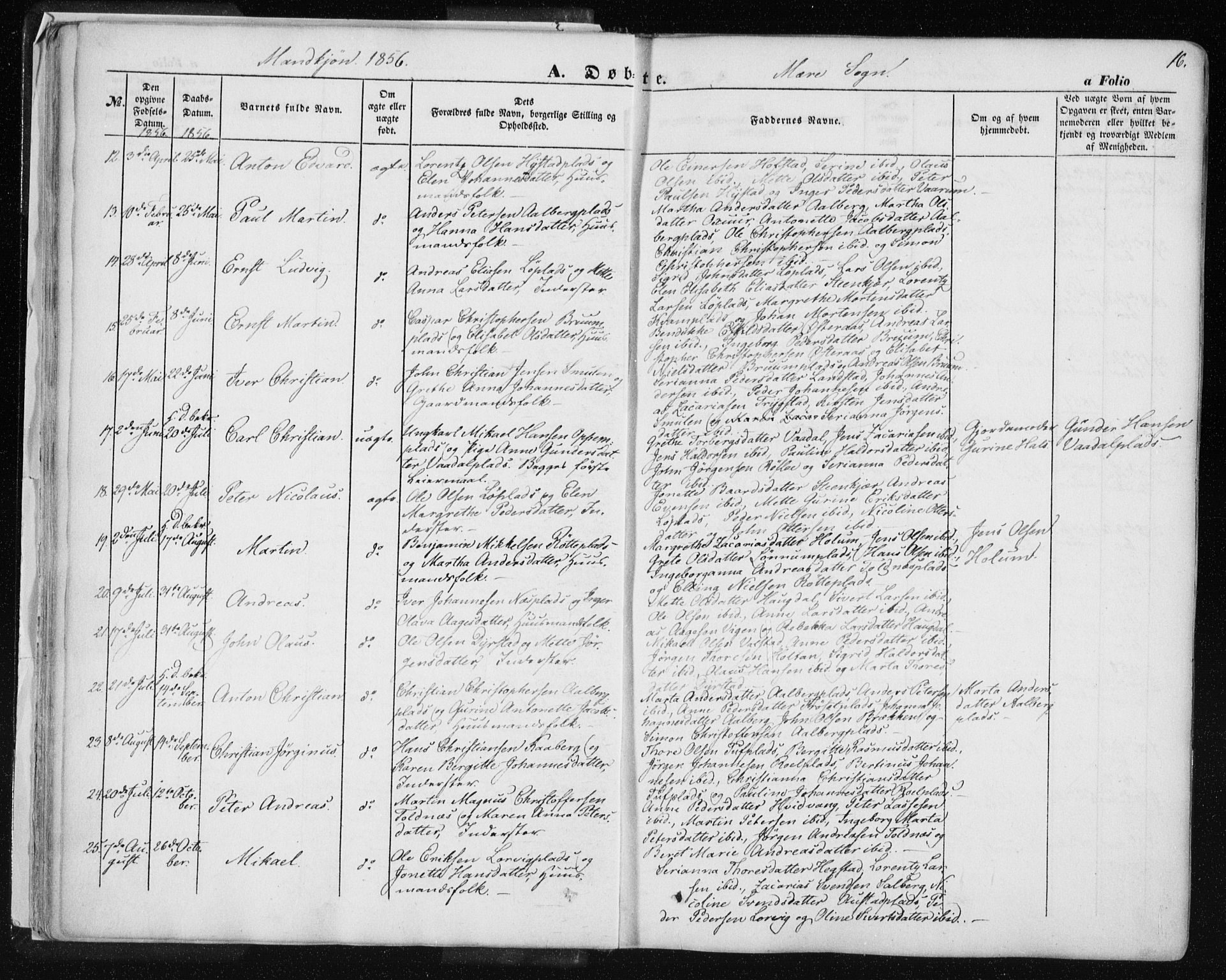 Ministerialprotokoller, klokkerbøker og fødselsregistre - Nord-Trøndelag, SAT/A-1458/735/L0342: Parish register (official) no. 735A07 /1, 1849-1862, p. 16