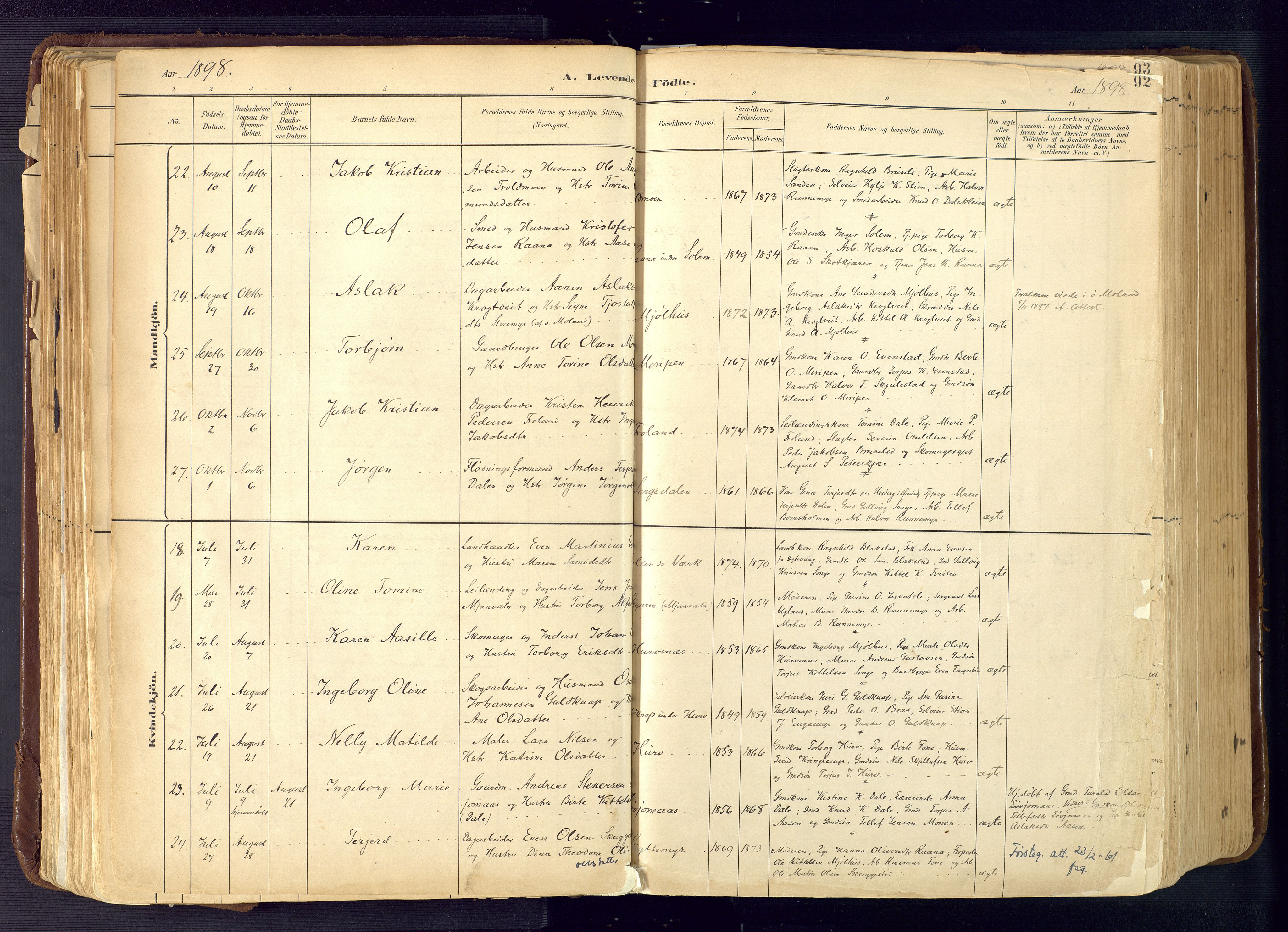 Froland sokneprestkontor, AV/SAK-1111-0013/F/Fa/L0005: Parish register (official) no. A 5, 1882-1921, p. 92