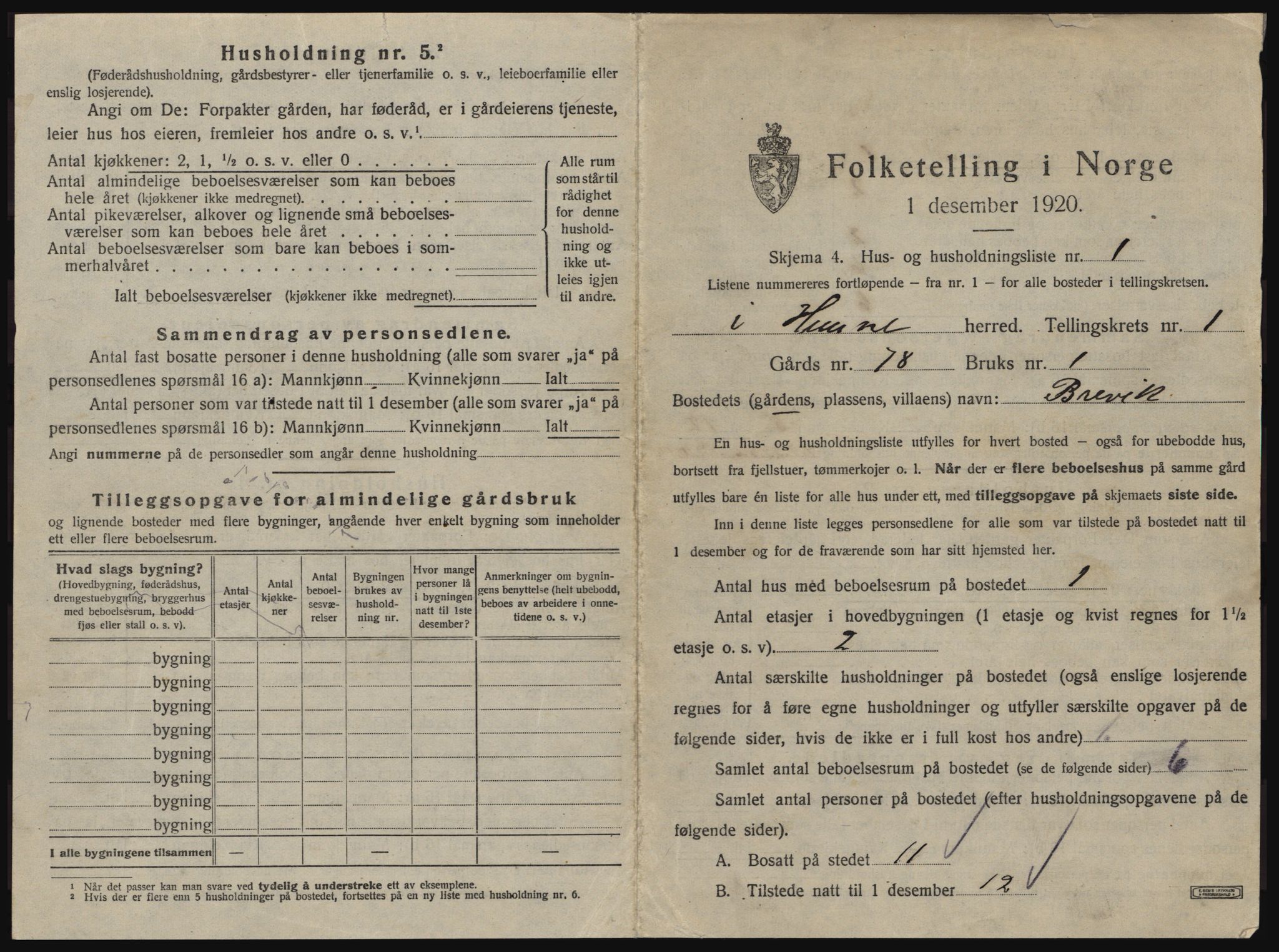 SAT, 1920 census for Hemne, 1920, p. 52