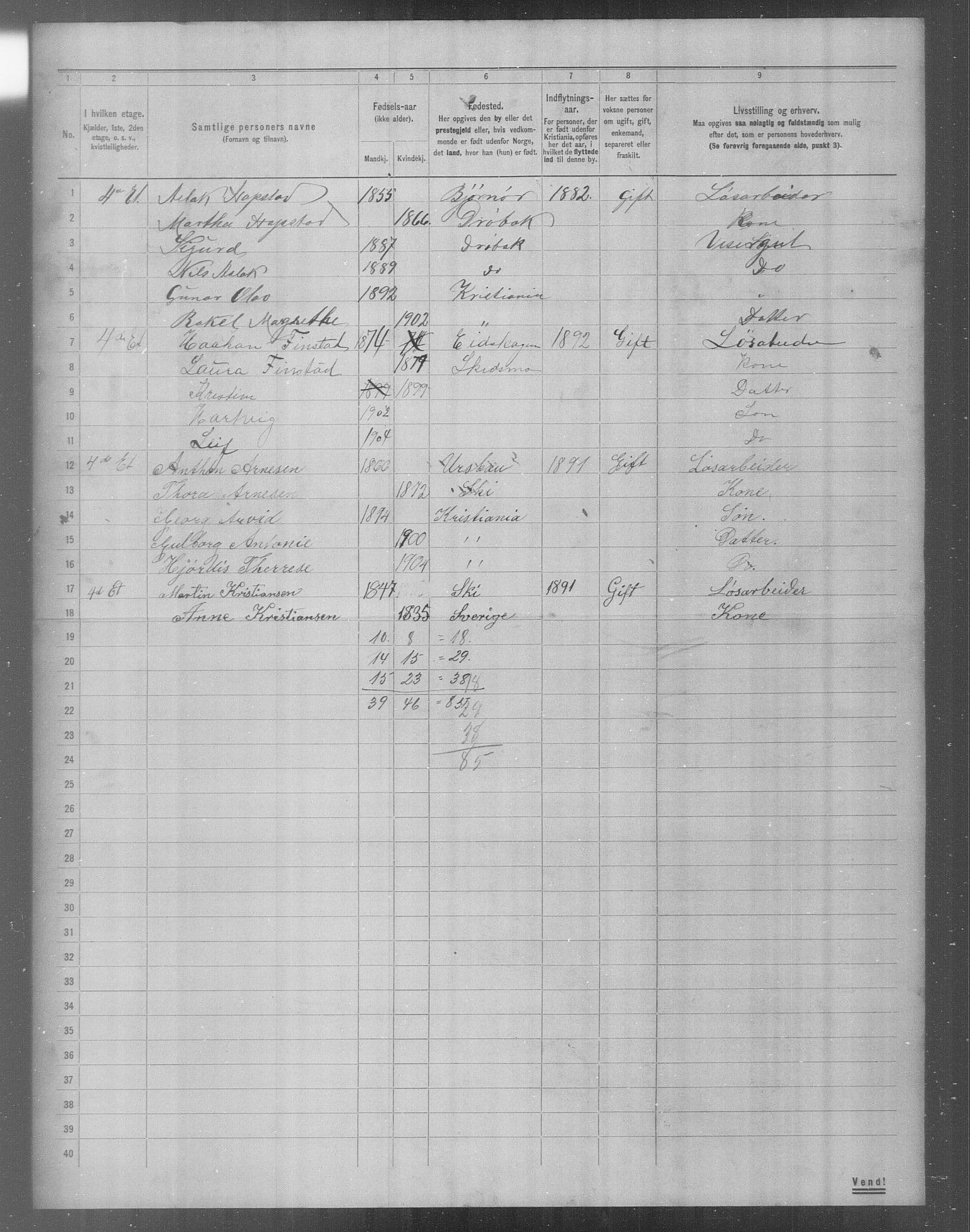 OBA, Municipal Census 1904 for Kristiania, 1904, p. 18594