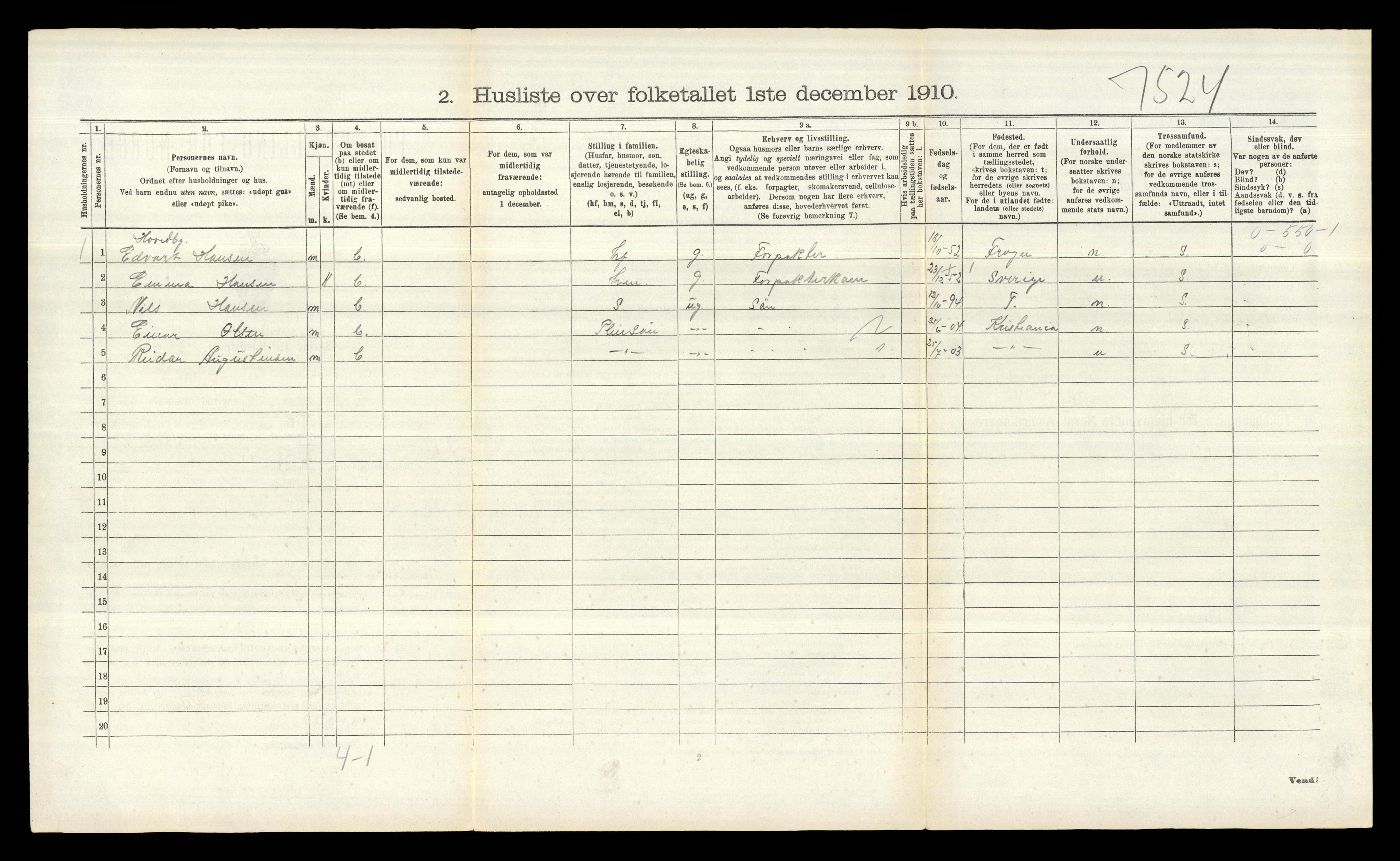 RA, 1910 census for Ås, 1910, p. 200