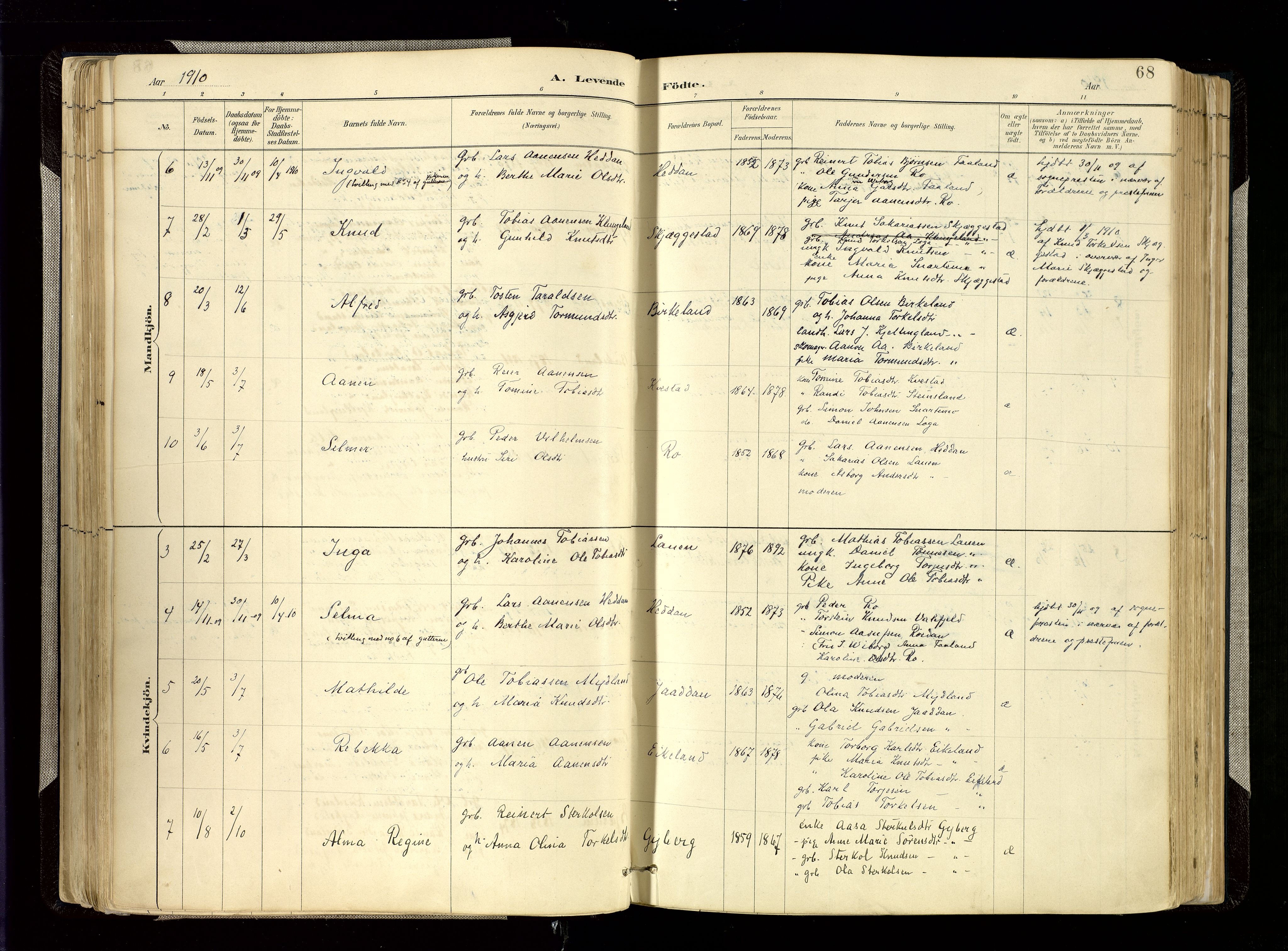 Hægebostad sokneprestkontor, AV/SAK-1111-0024/F/Fa/Faa/L0006: Parish register (official) no. A 6, 1887-1929, p. 68