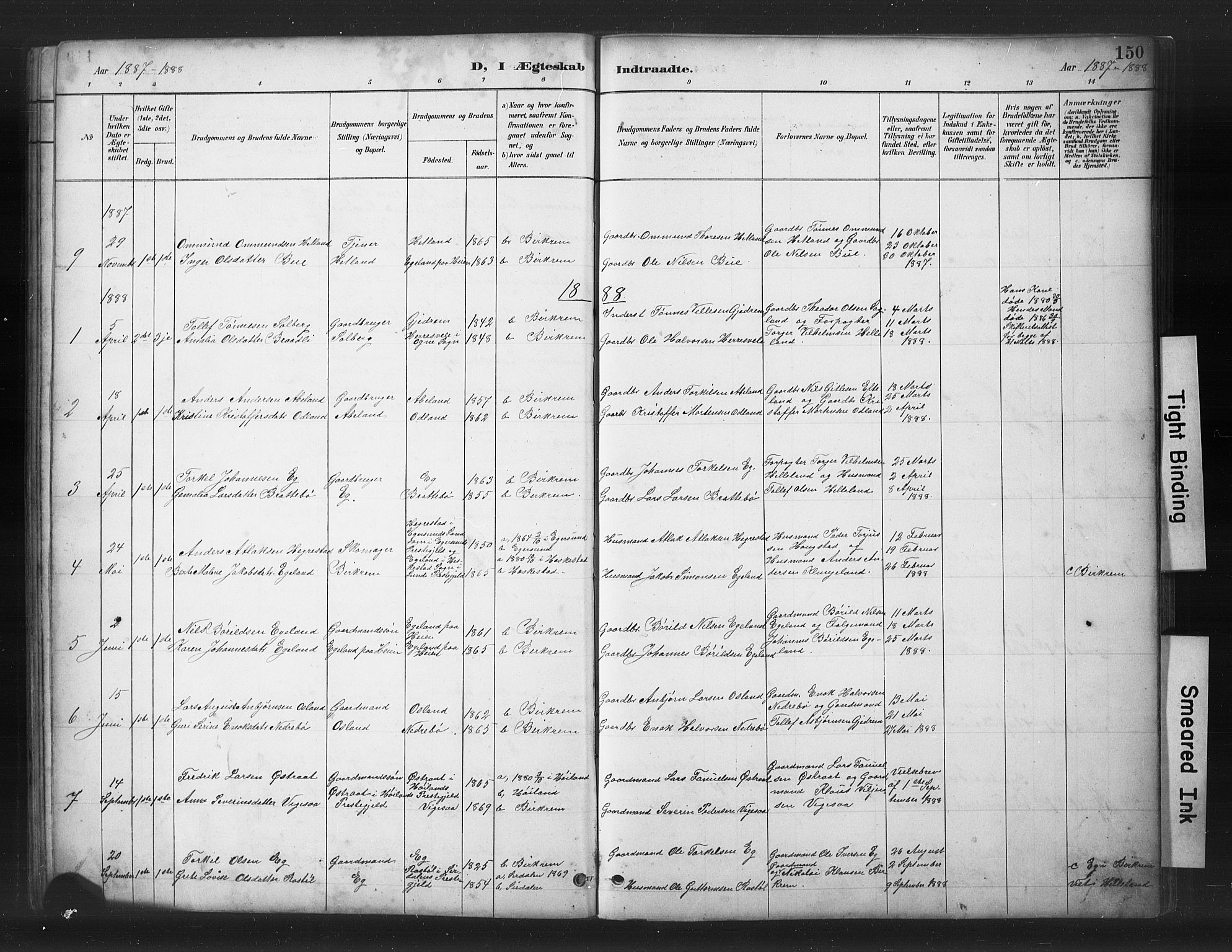 Helleland sokneprestkontor, AV/SAST-A-101810: Parish register (copy) no. B 5, 1887-1908, p. 150