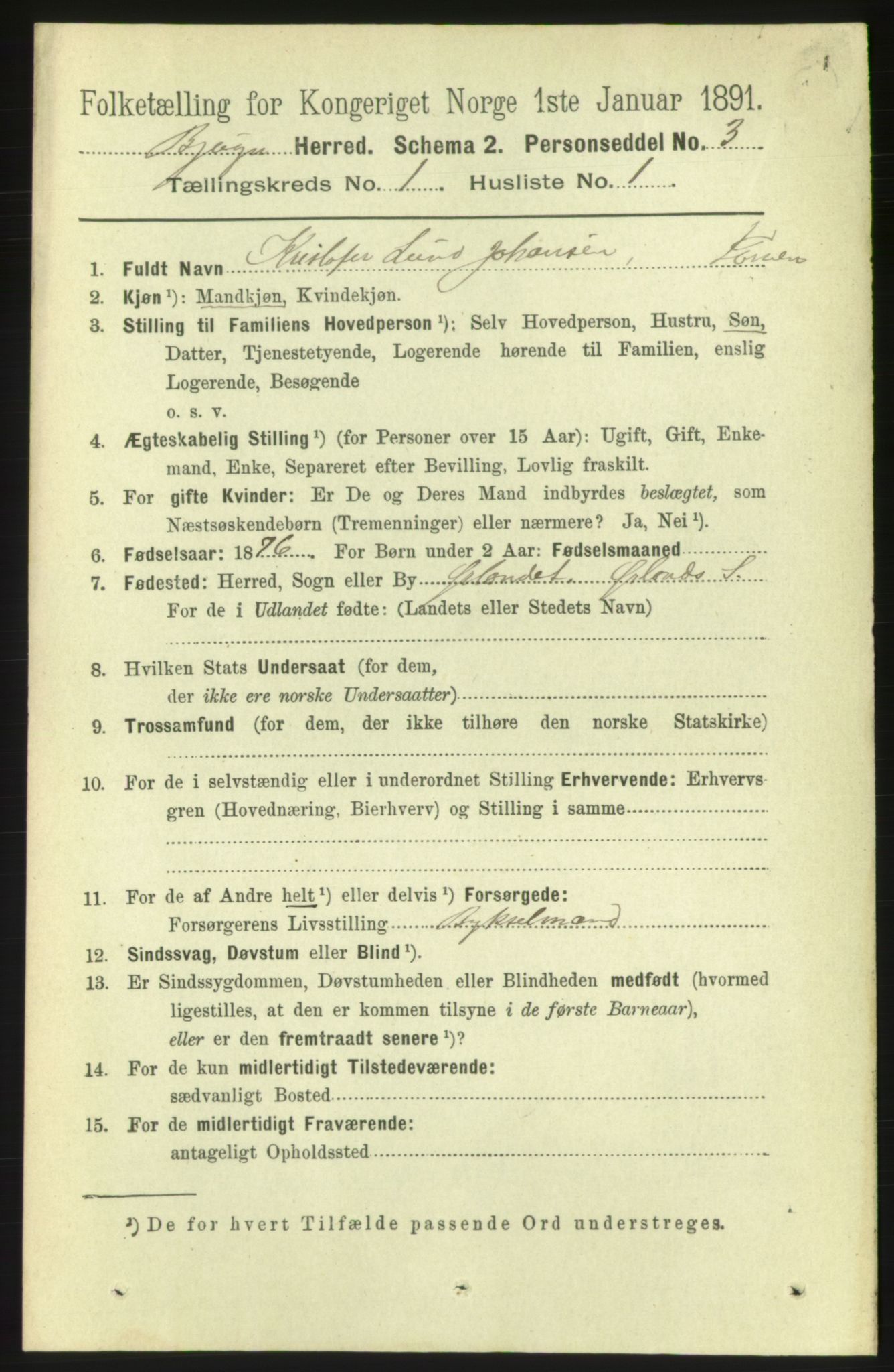 RA, 1891 census for 1627 Bjugn, 1891, p. 69