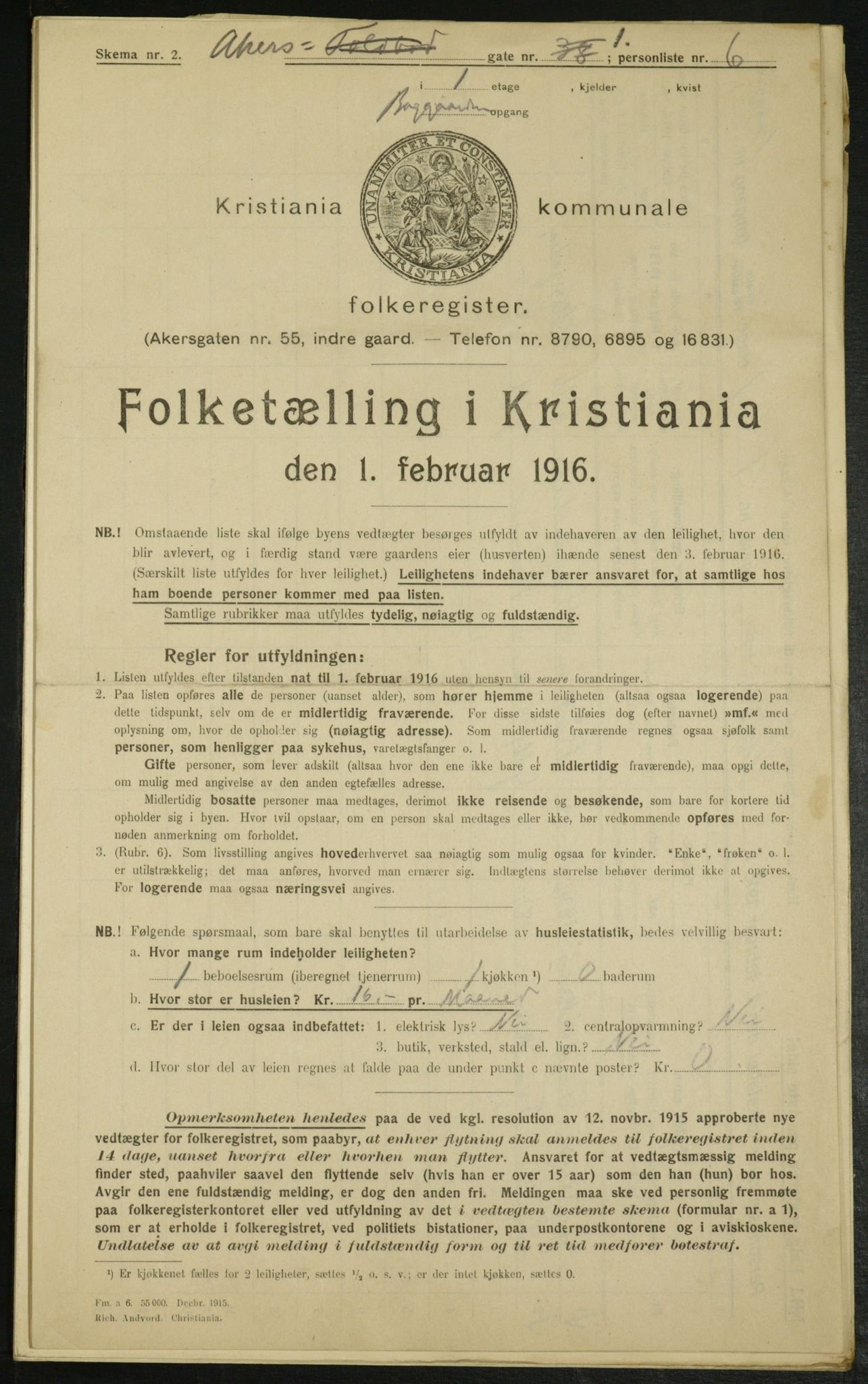 OBA, Municipal Census 1916 for Kristiania, 1916, p. 323