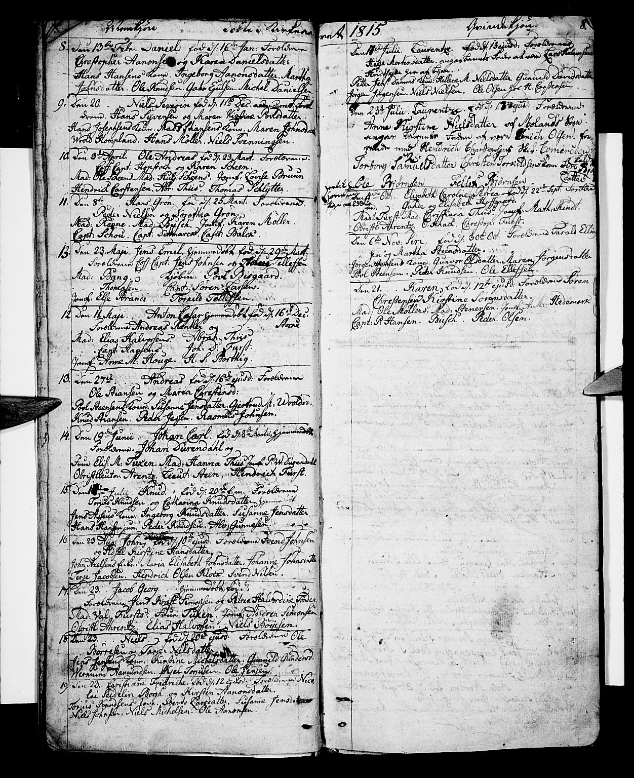 Risør sokneprestkontor, SAK/1111-0035/F/Fb/L0003: Parish register (copy) no. B 3 /1, 1812-1874, p. 8