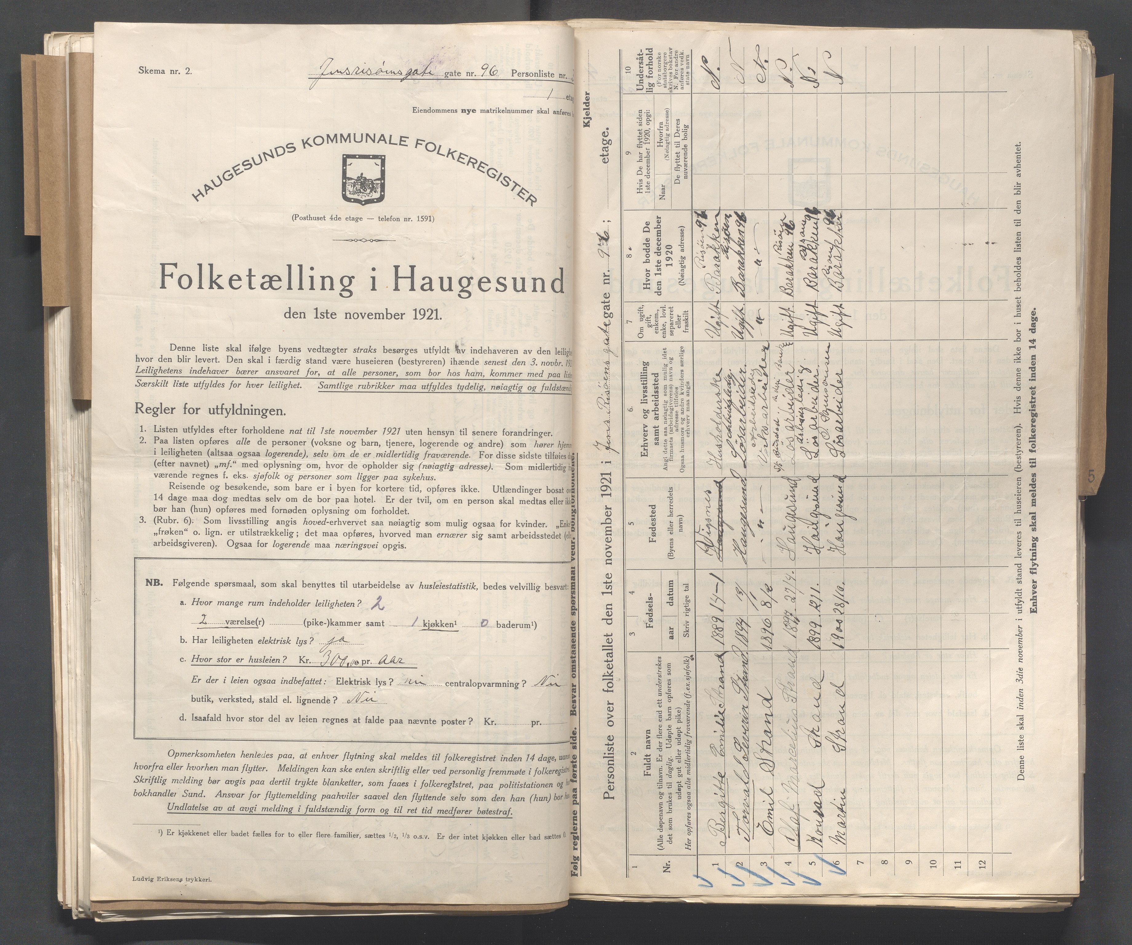 IKAR, Local census 1.11.1921 for Haugesund, 1921, p. 6708