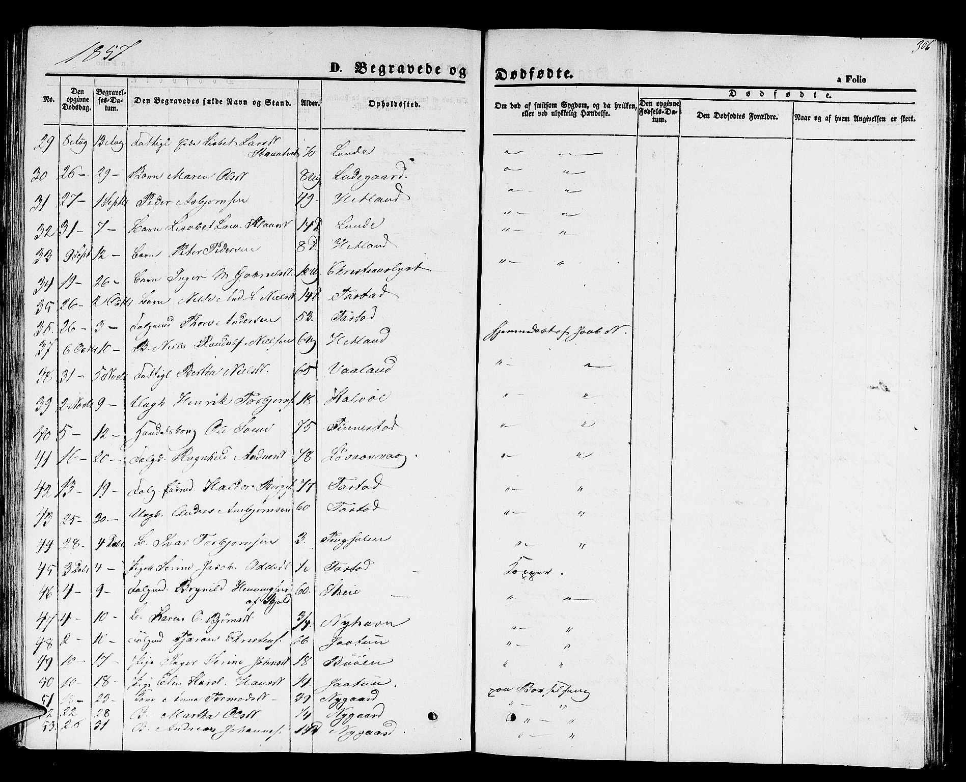 Hetland sokneprestkontor, SAST/A-101826/30/30BB/L0001: Parish register (copy) no. B 1, 1850-1868, p. 306