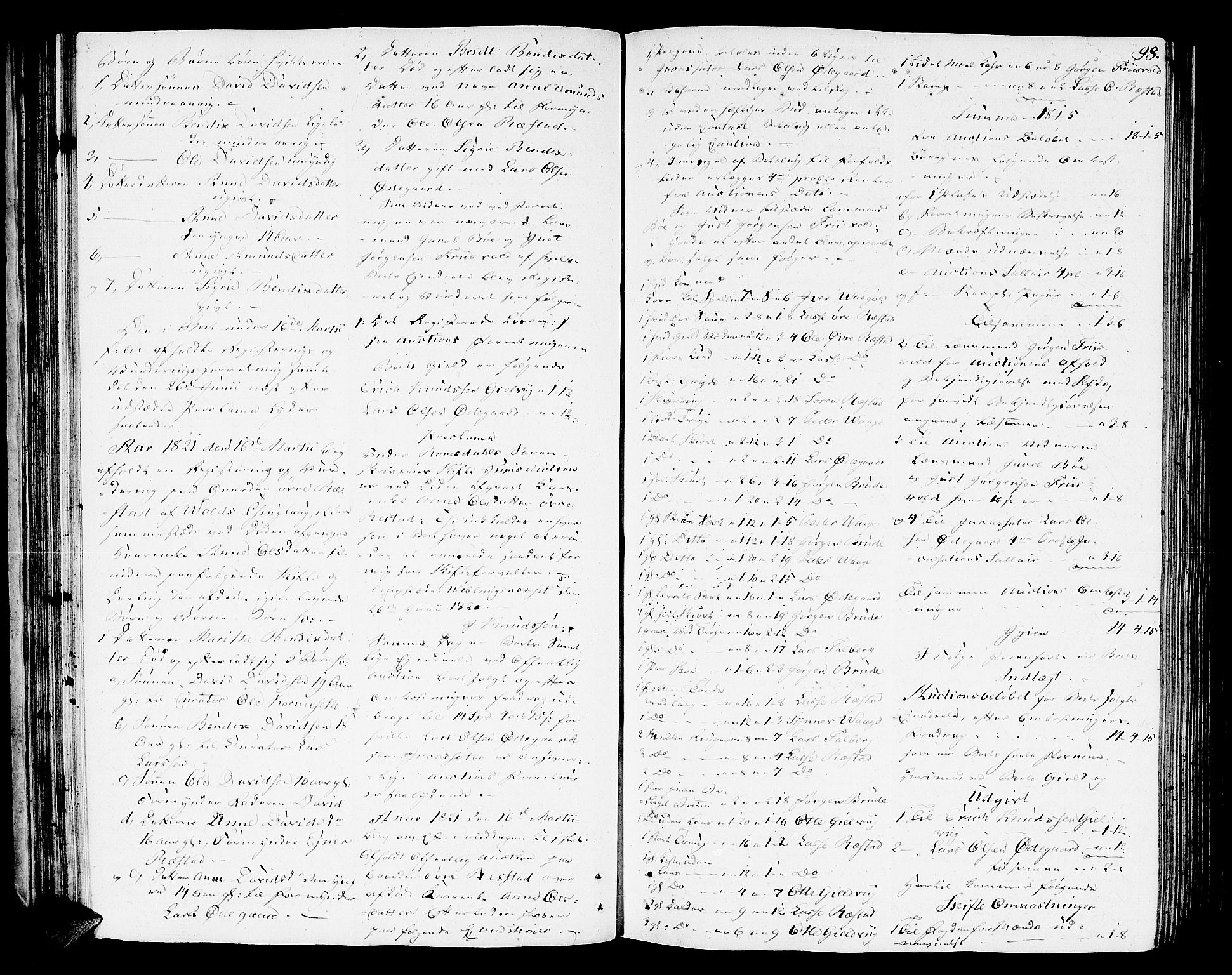 Romsdal sorenskriveri, SAT/A-4149/1/3/3A/L0015: Skifteutlodnings Protokoll 1, 1821-1823, p. 98