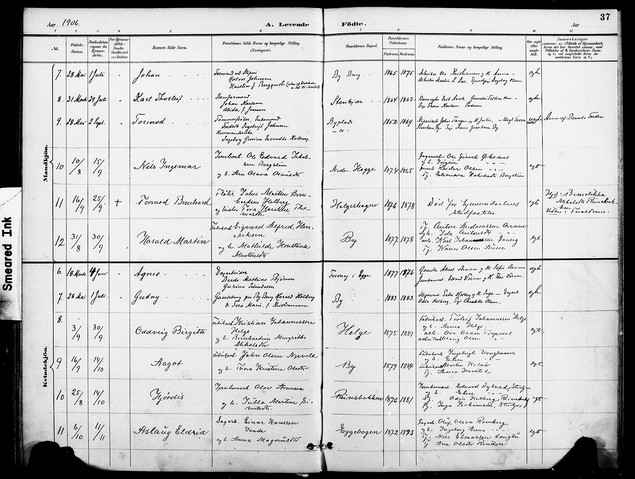 Ministerialprotokoller, klokkerbøker og fødselsregistre - Nord-Trøndelag, AV/SAT-A-1458/740/L0379: Parish register (official) no. 740A02, 1895-1907, p. 37