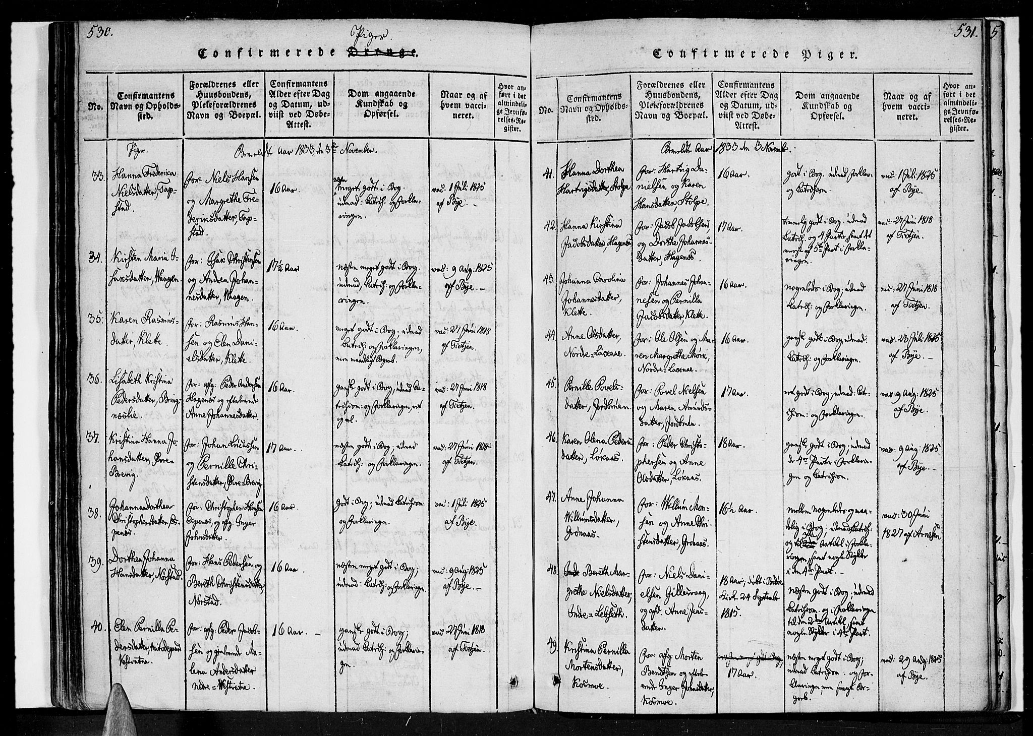 Ministerialprotokoller, klokkerbøker og fødselsregistre - Nordland, SAT/A-1459/852/L0736: Parish register (official) no. 852A06, 1820-1833, p. 530-531
