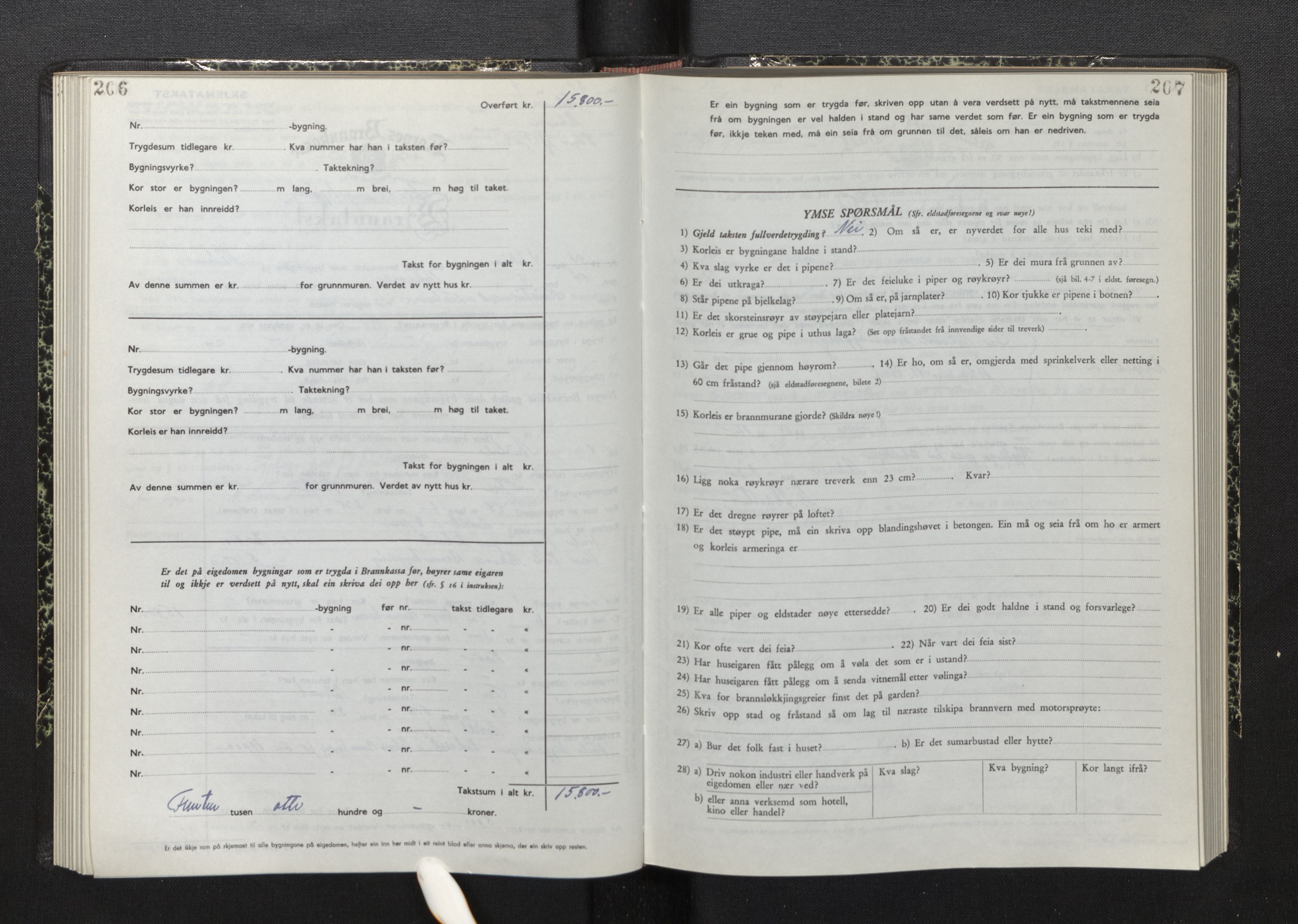 Lensmannen i Askvoll, AV/SAB-A-26301/0012/L0006: Branntakstprotokoll, skjematakst, 1950-1955, p. 206-207