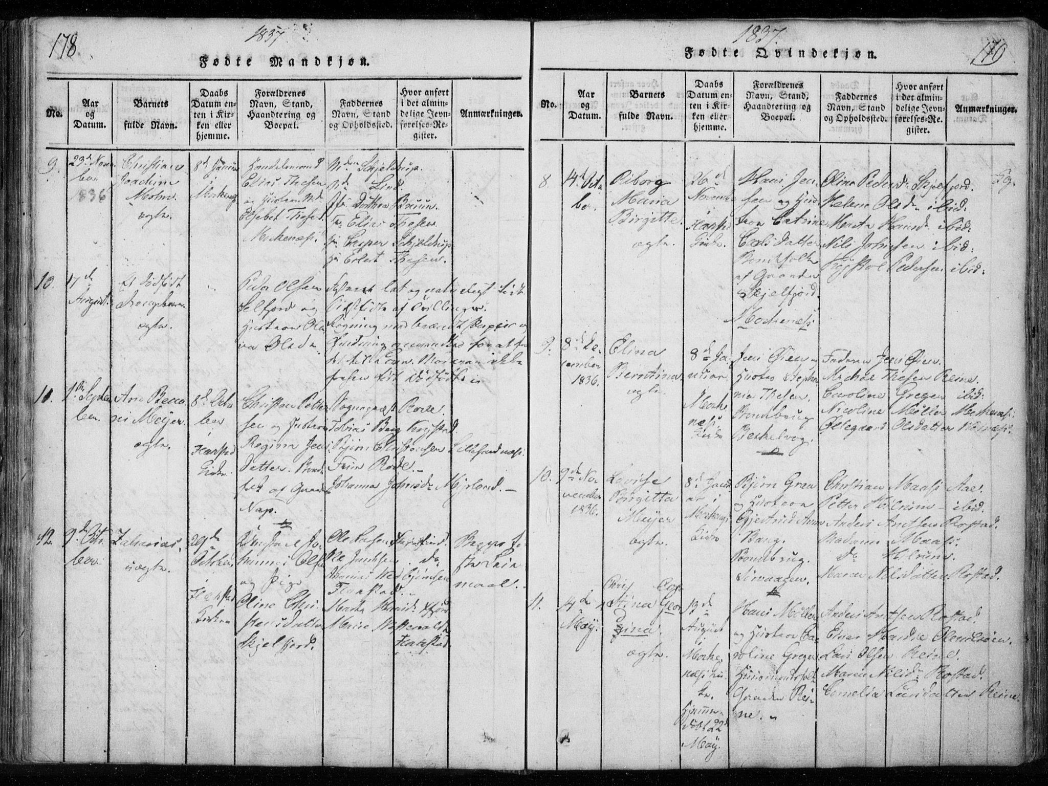 Ministerialprotokoller, klokkerbøker og fødselsregistre - Nordland, SAT/A-1459/885/L1201: Parish register (official) no. 885A02, 1820-1837, p. 178-179