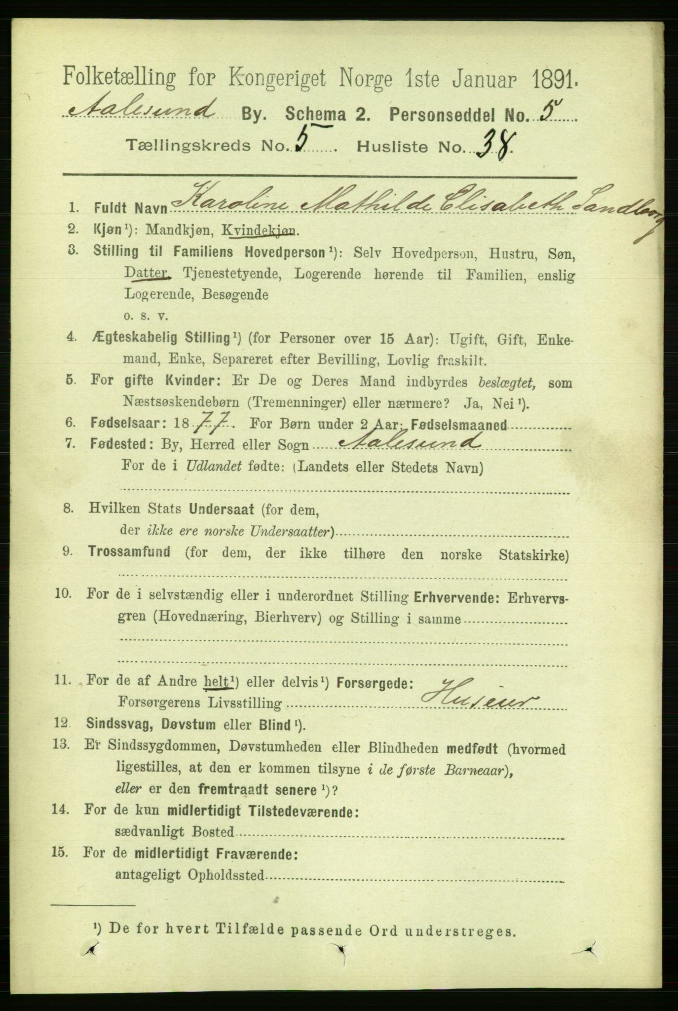 RA, 1891 census for 1501 Ålesund, 1891, p. 4259