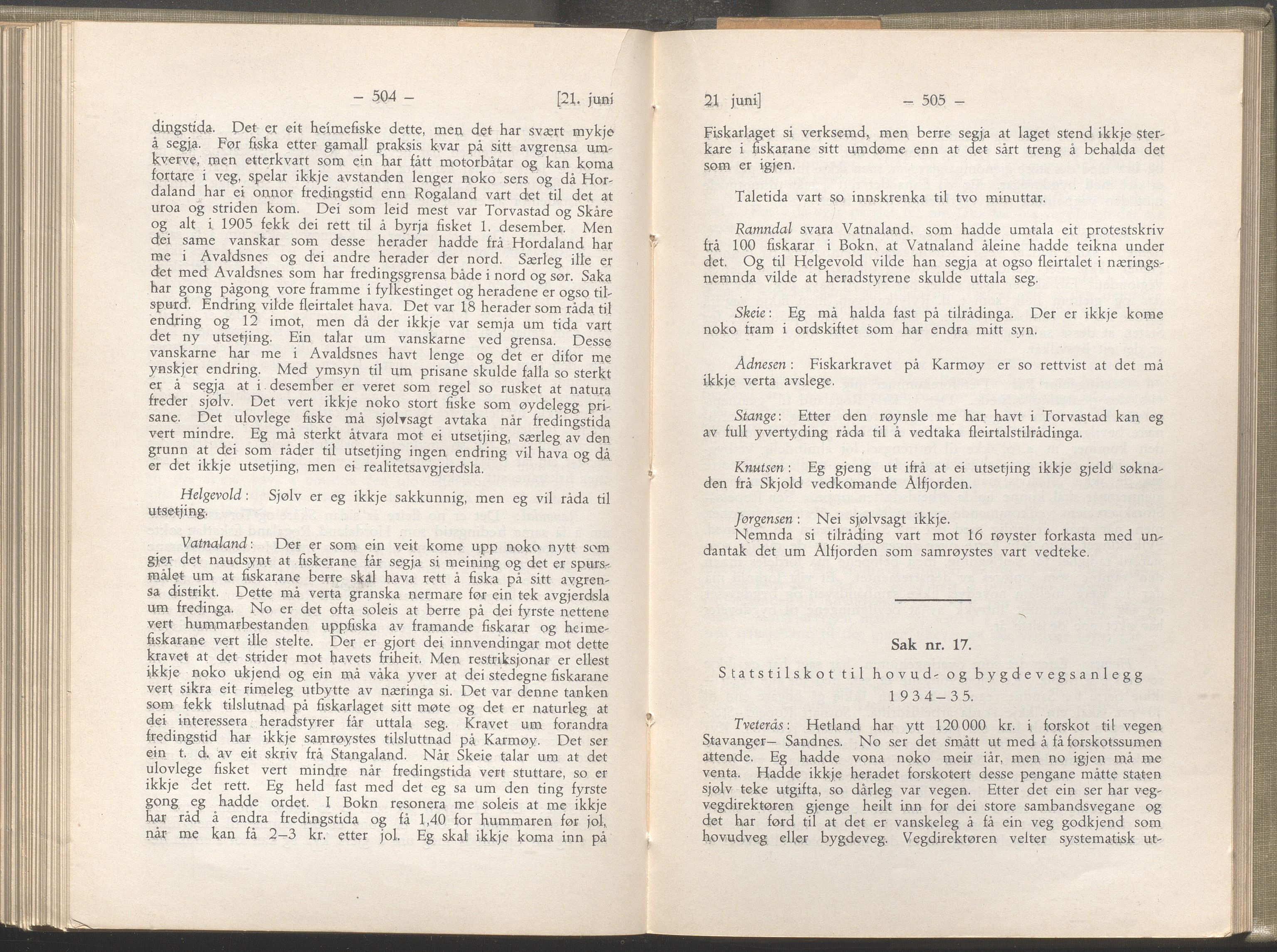 Rogaland fylkeskommune - Fylkesrådmannen , IKAR/A-900/A/Aa/Aaa/L0052: Møtebok , 1933, p. 504-505