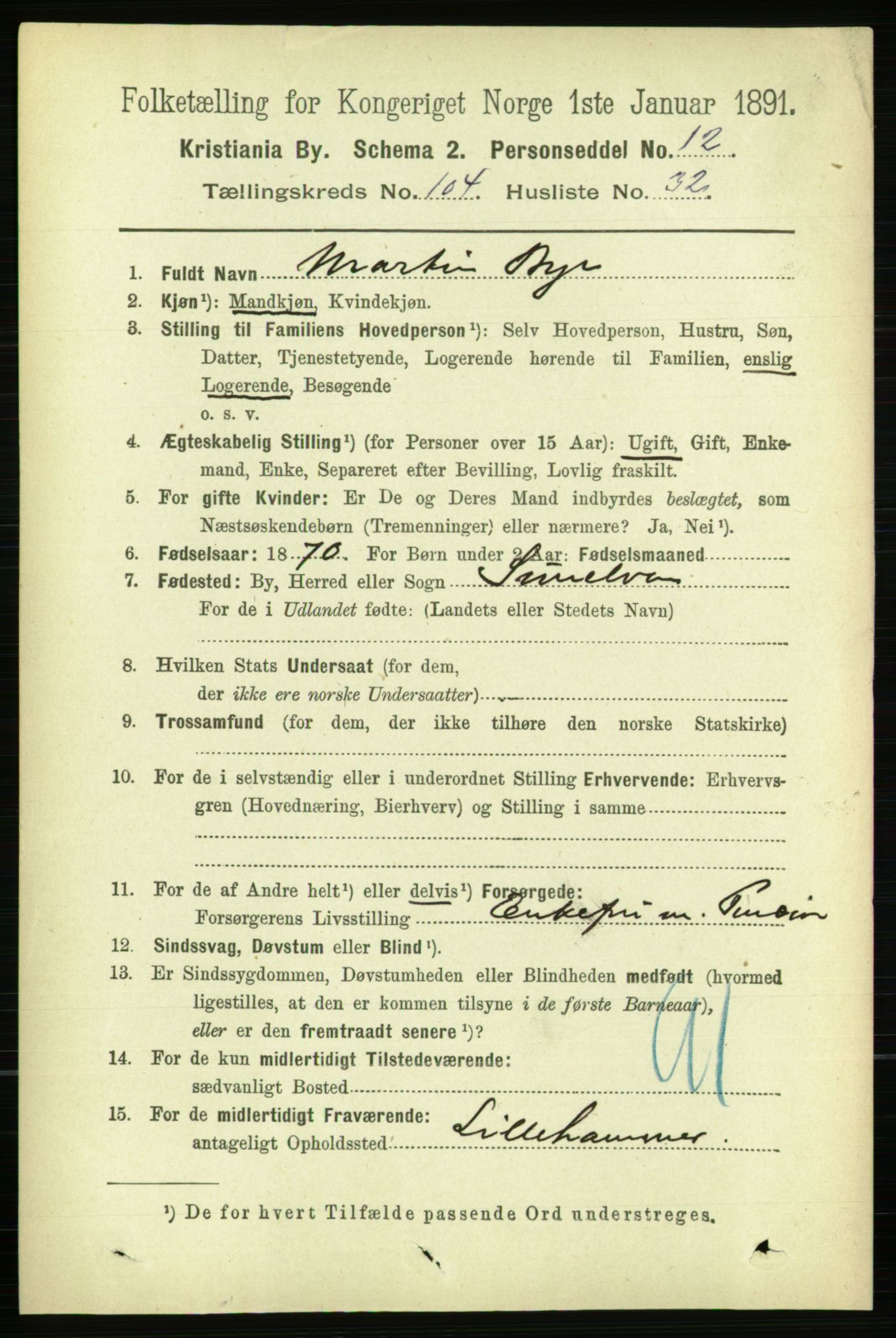 RA, 1891 census for 0301 Kristiania, 1891, p. 52857