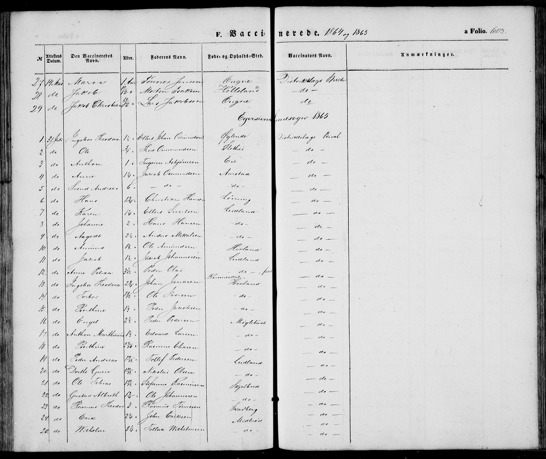 Eigersund sokneprestkontor, SAST/A-101807/S08/L0013: Parish register (official) no. A 12.2, 1850-1865, p. 603