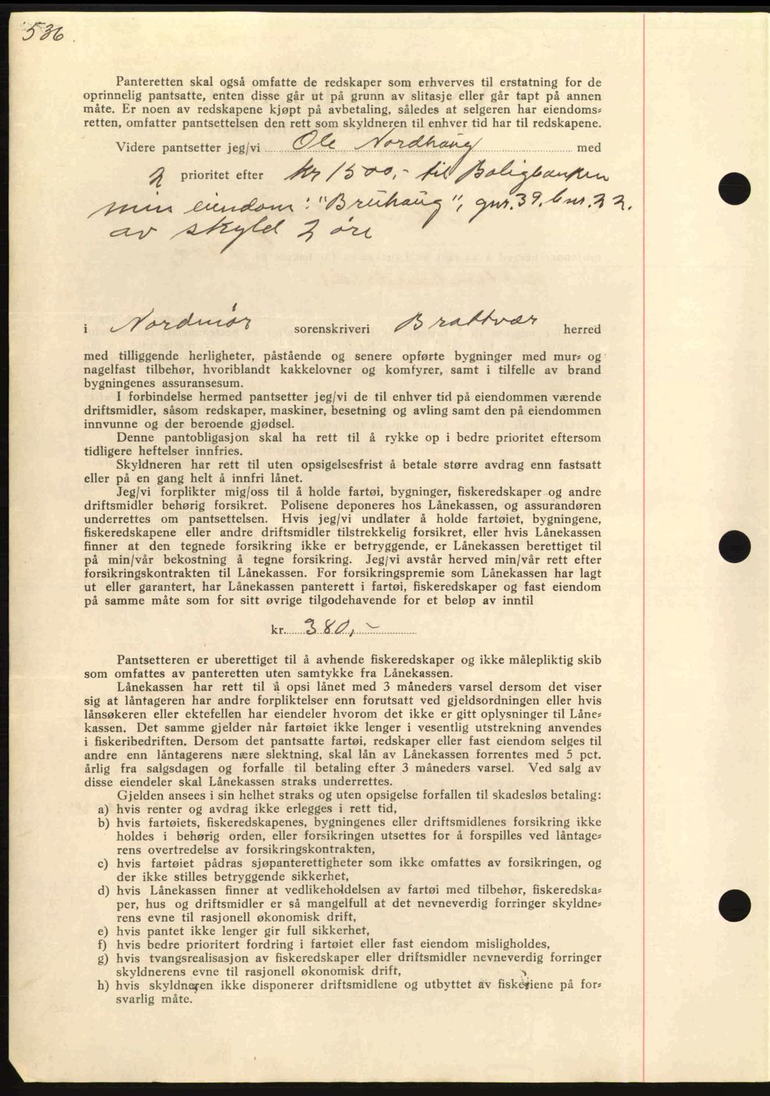 Nordmøre sorenskriveri, AV/SAT-A-4132/1/2/2Ca: Mortgage book no. A86, 1939-1939, Diary no: : 1584/1939