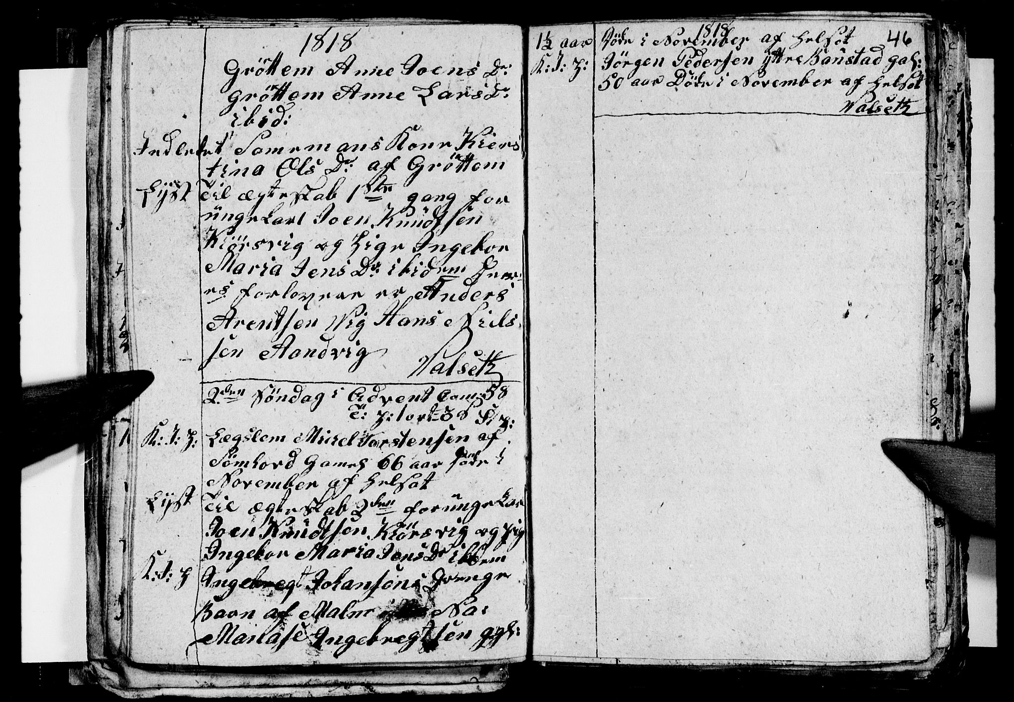 Ministerialprotokoller, klokkerbøker og fødselsregistre - Nordland, AV/SAT-A-1459/812/L0185: Parish register (copy) no. 812C03, 1815-1837, p. 46