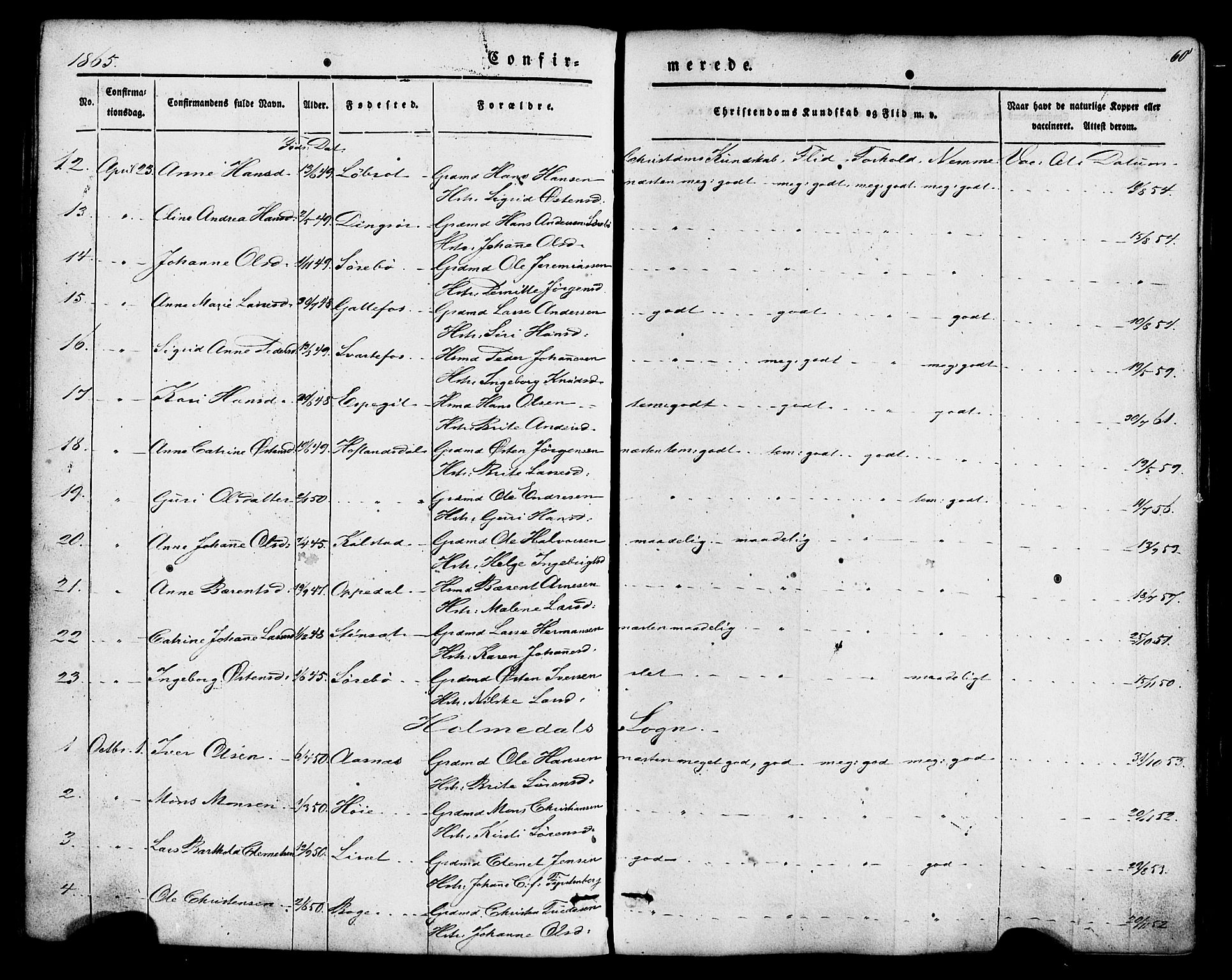Fjaler sokneprestembete, SAB/A-79801/H/Haa/Haaa/L0008: Parish register (official) no. A 8, 1850-1886, p. 60