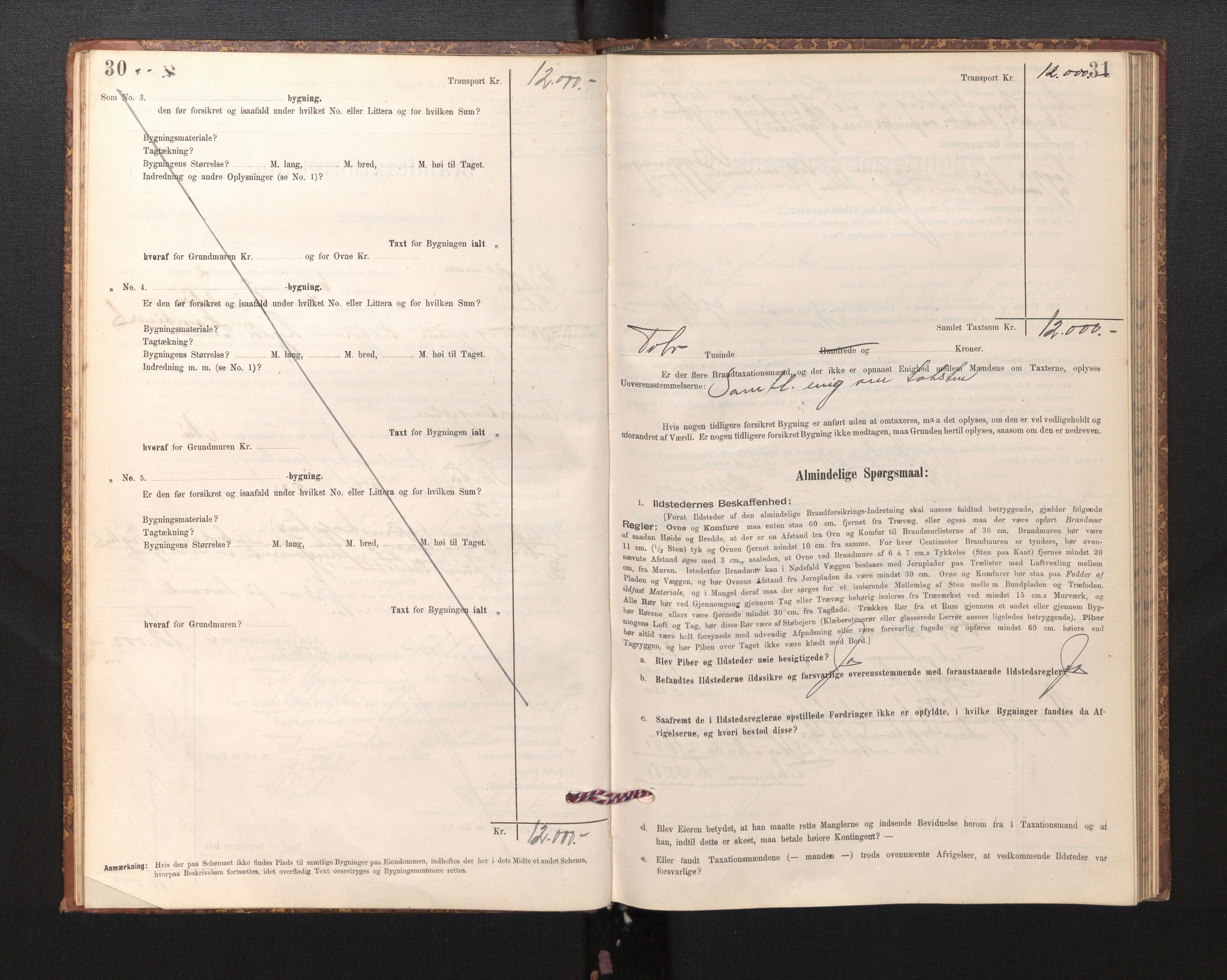 Lensmannen i Solund, SAB/A-30001/0012/L0002: Branntakstprotokoll, skjematakst, 1896-1939, p. 30-31