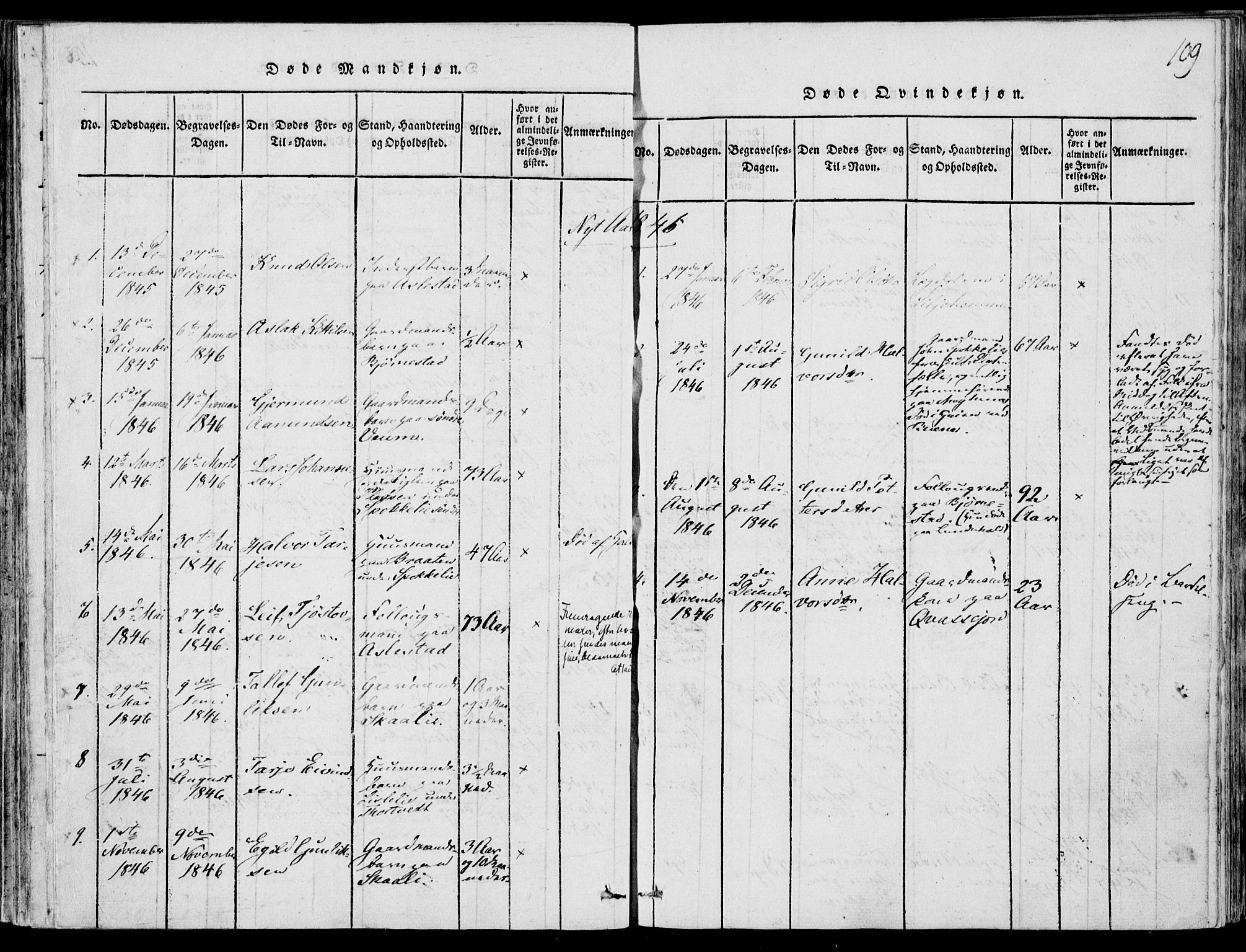 Fyresdal kirkebøker, SAKO/A-263/F/Fb/L0001: Parish register (official) no. II 1, 1815-1854, p. 109