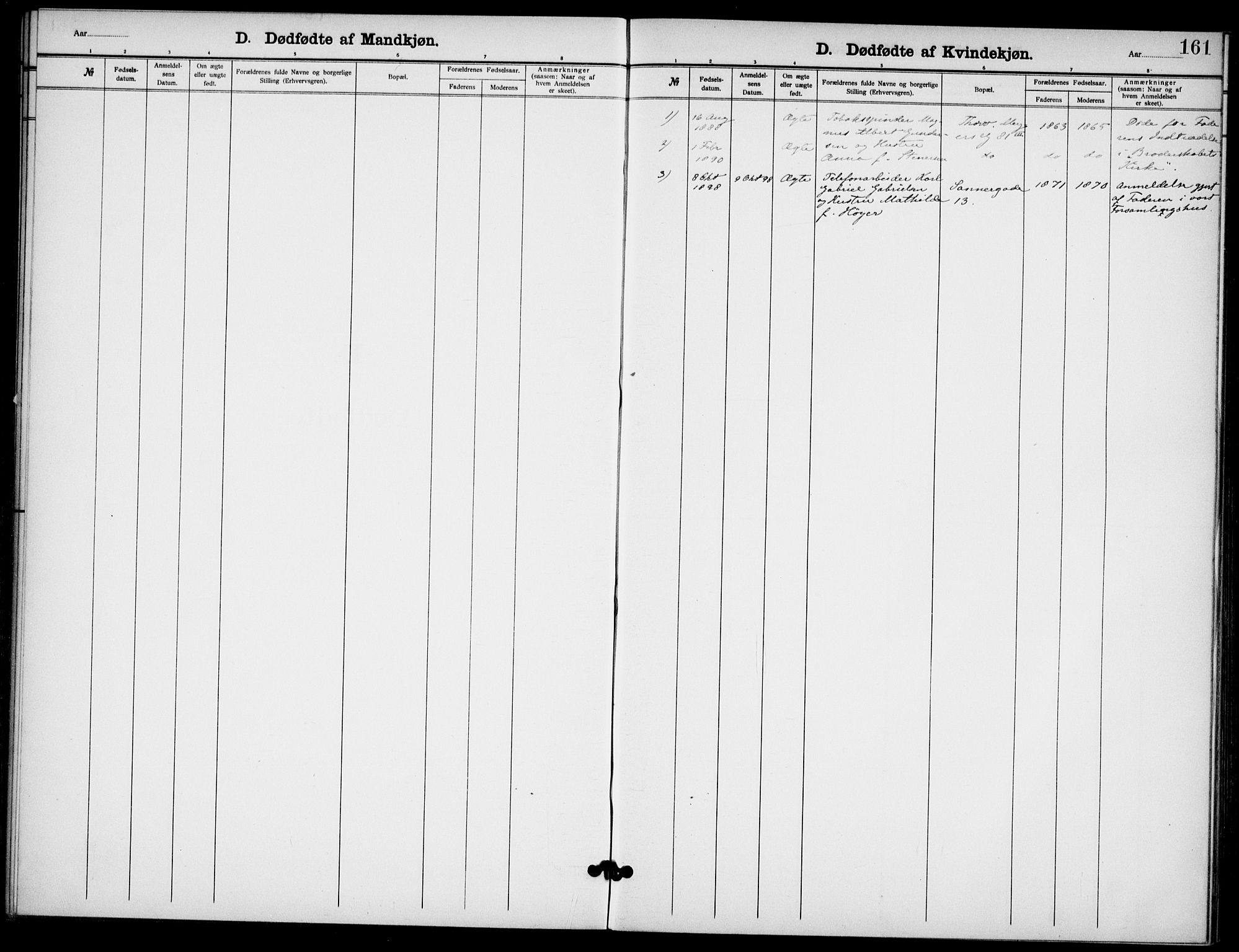 Broderskapets kirke Oslo , SAO/PAO-0221/A/L0001: Dissenter register no. 1, 1880-1935, p. 161