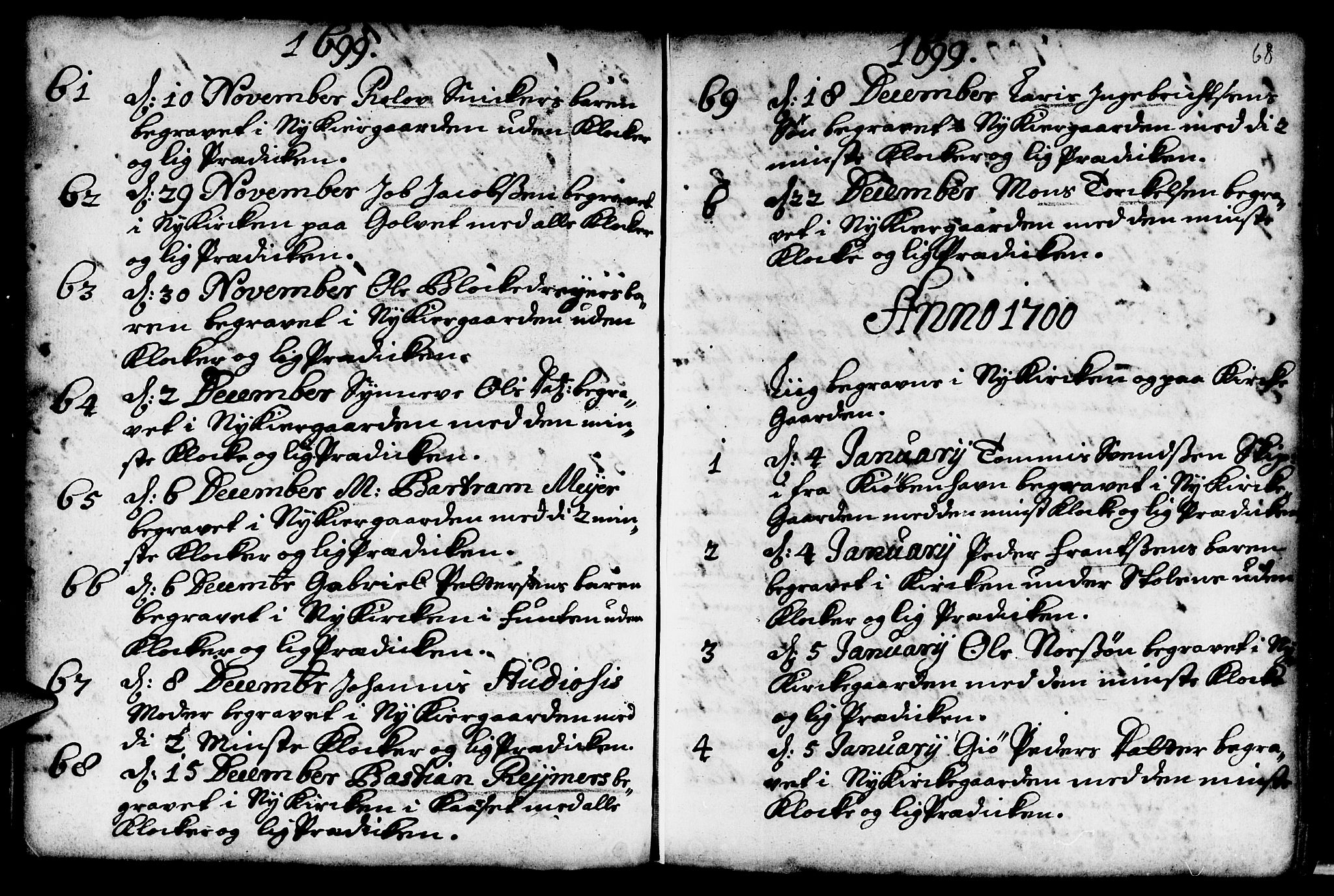 Nykirken Sokneprestembete, AV/SAB-A-77101/H/Haa/L0009: Parish register (official) no. A 9, 1689-1759, p. 68