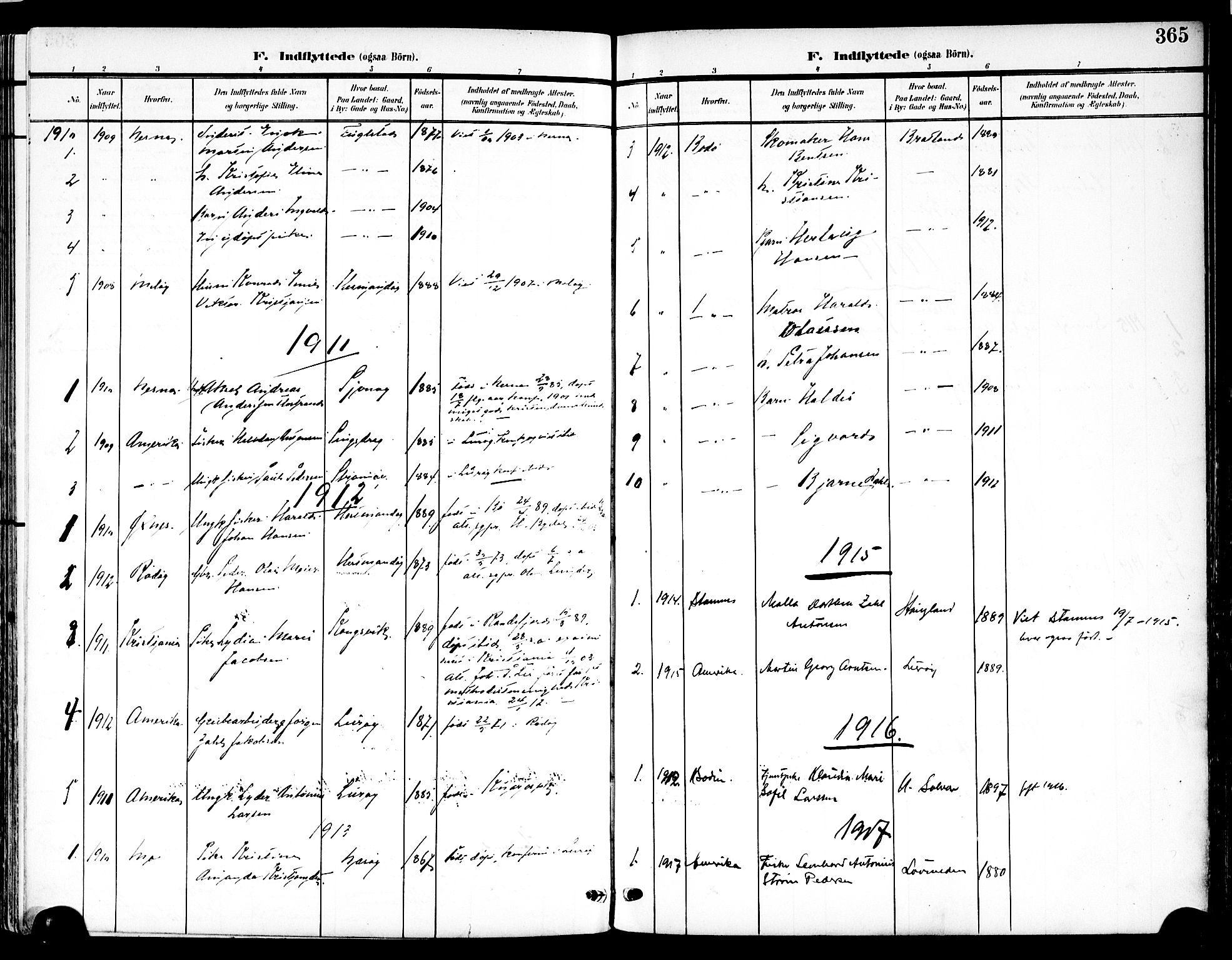 Ministerialprotokoller, klokkerbøker og fødselsregistre - Nordland, AV/SAT-A-1459/839/L0569: Parish register (official) no. 839A06, 1903-1922, p. 365