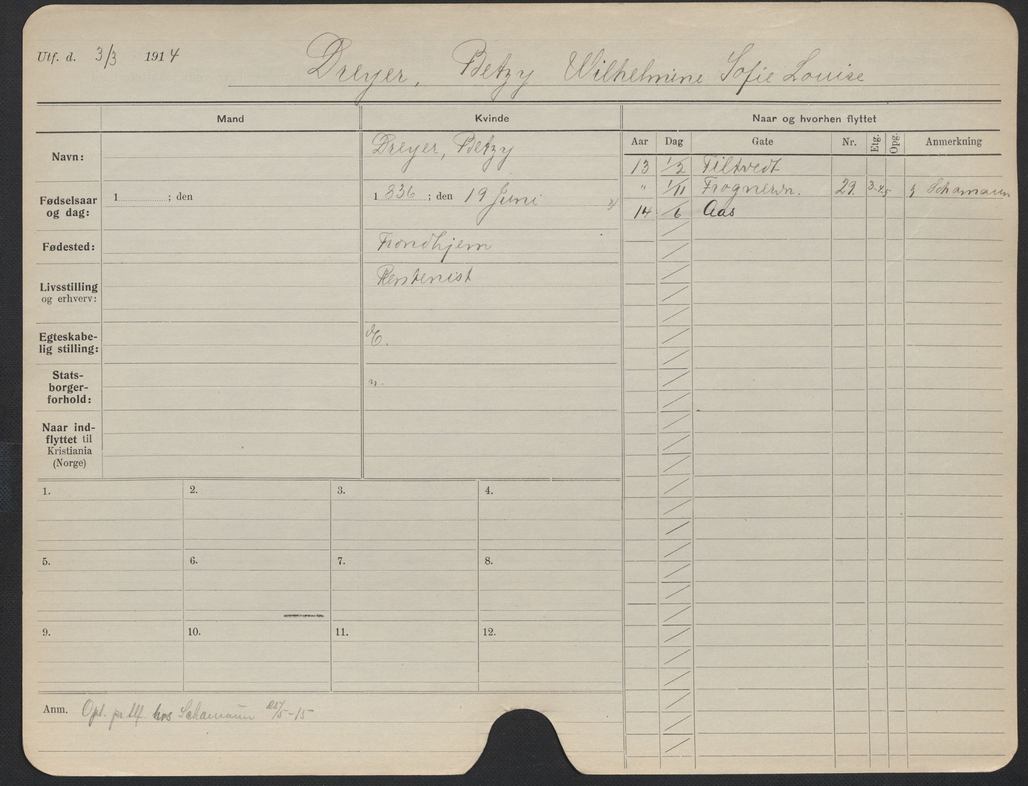 Oslo folkeregister, Registerkort, AV/SAO-A-11715/F/Fa/Fac/L0013: Kvinner, 1906-1914, p. 1325a