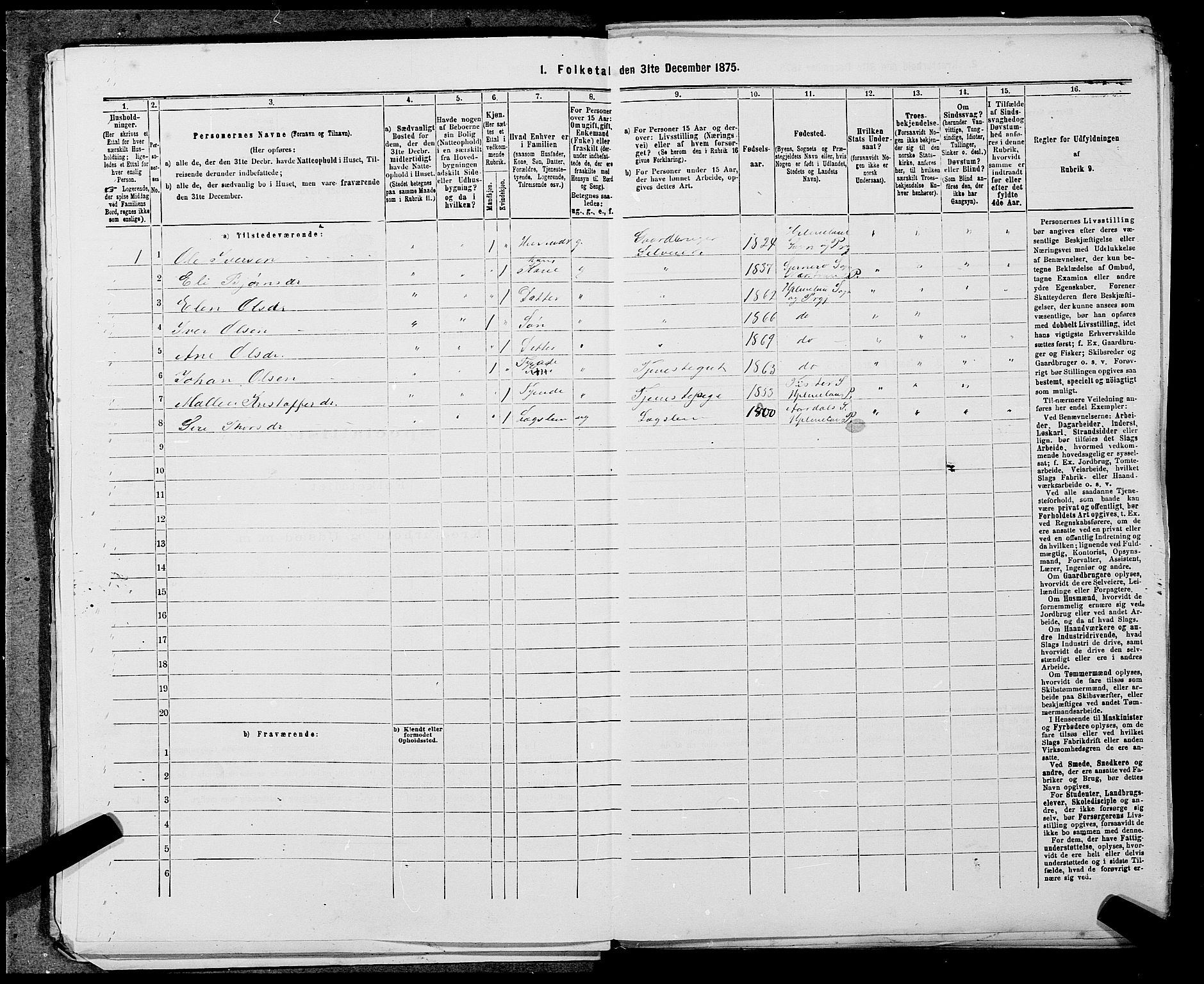 SAST, 1875 census for 1133P Hjelmeland, 1875, p. 588