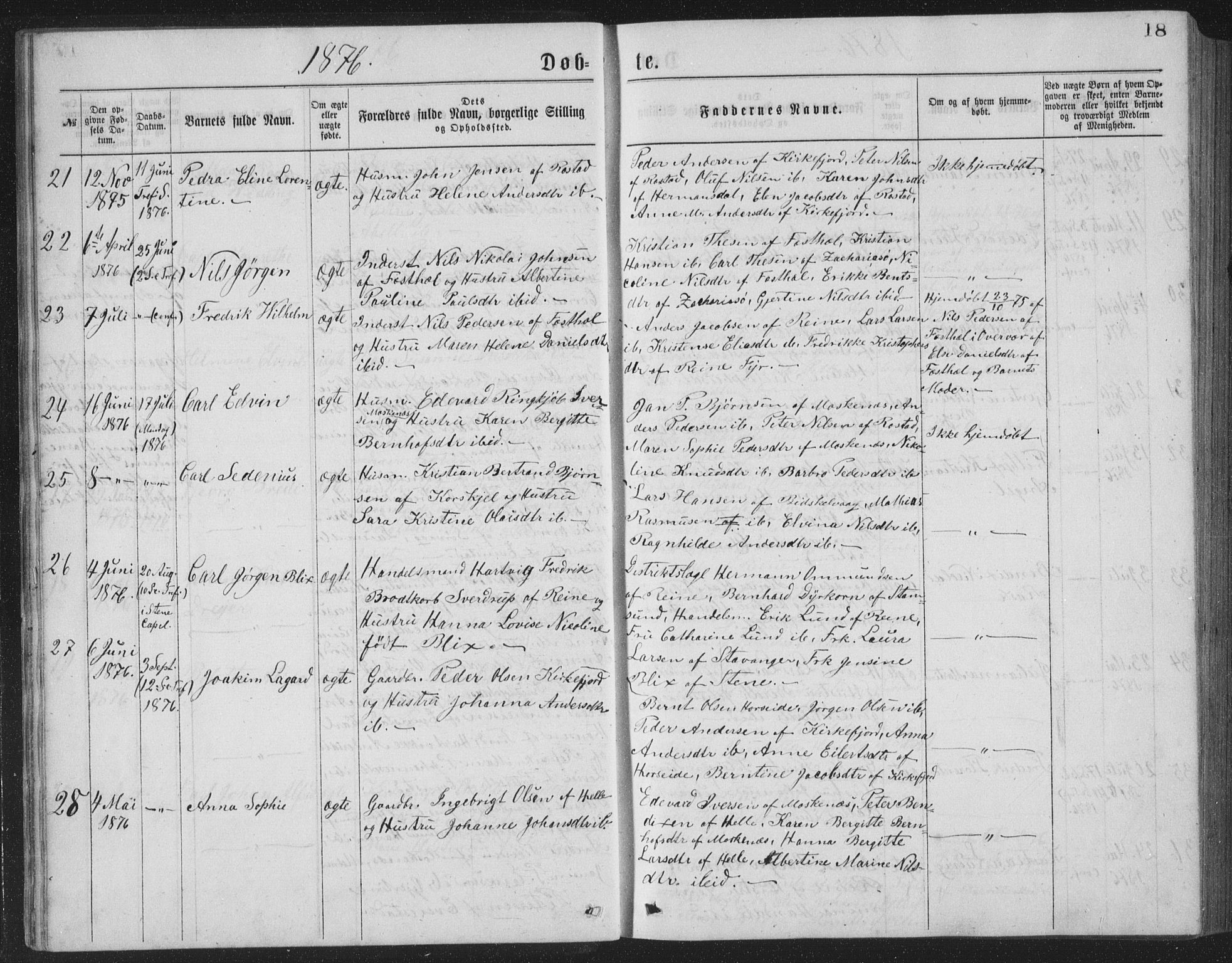 Ministerialprotokoller, klokkerbøker og fødselsregistre - Nordland, AV/SAT-A-1459/886/L1225: Parish register (copy) no. 886C02, 1874-1896, p. 18