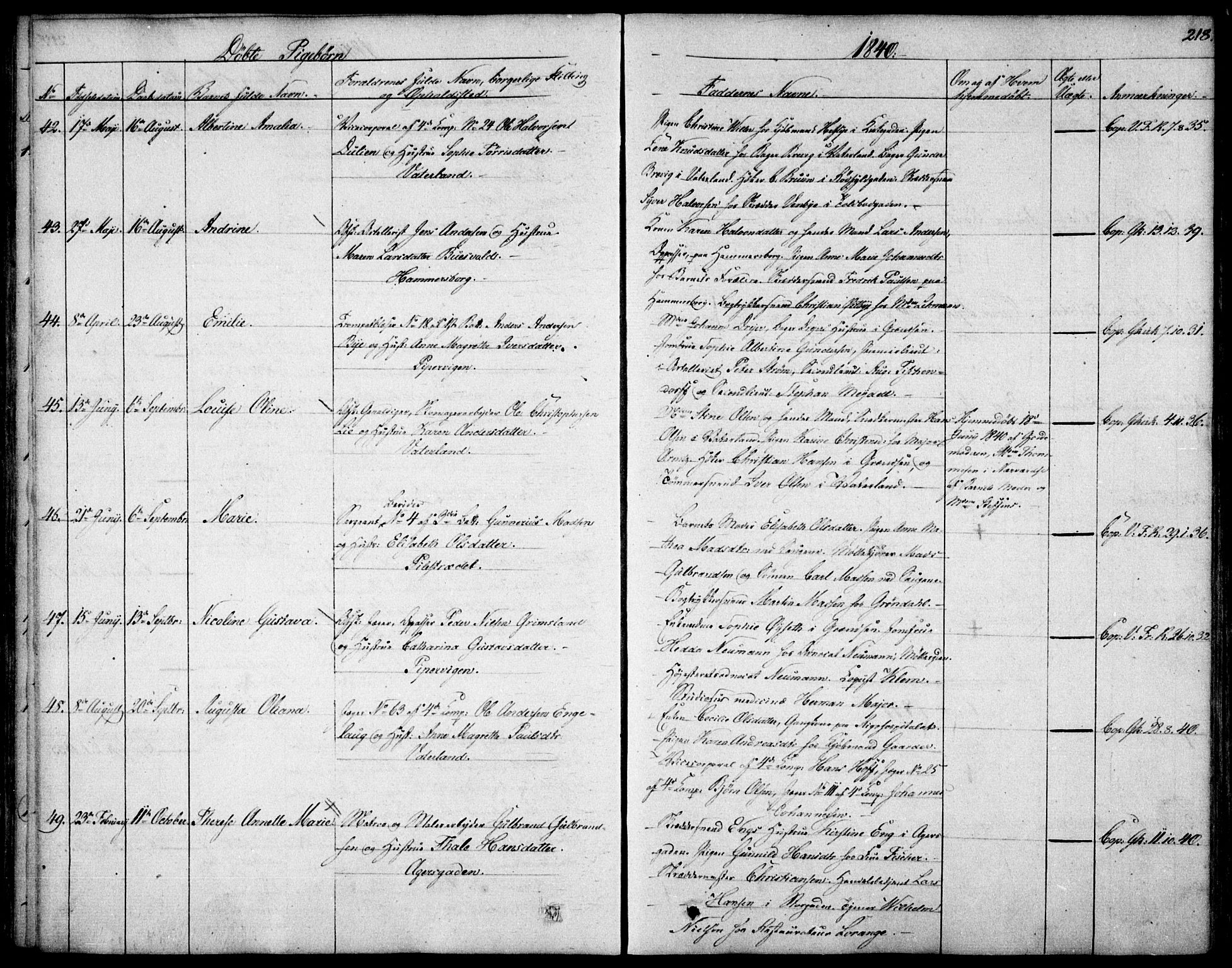 Garnisonsmenigheten Kirkebøker, SAO/A-10846/F/Fa/L0006: Parish register (official) no. 6, 1828-1841, p. 218