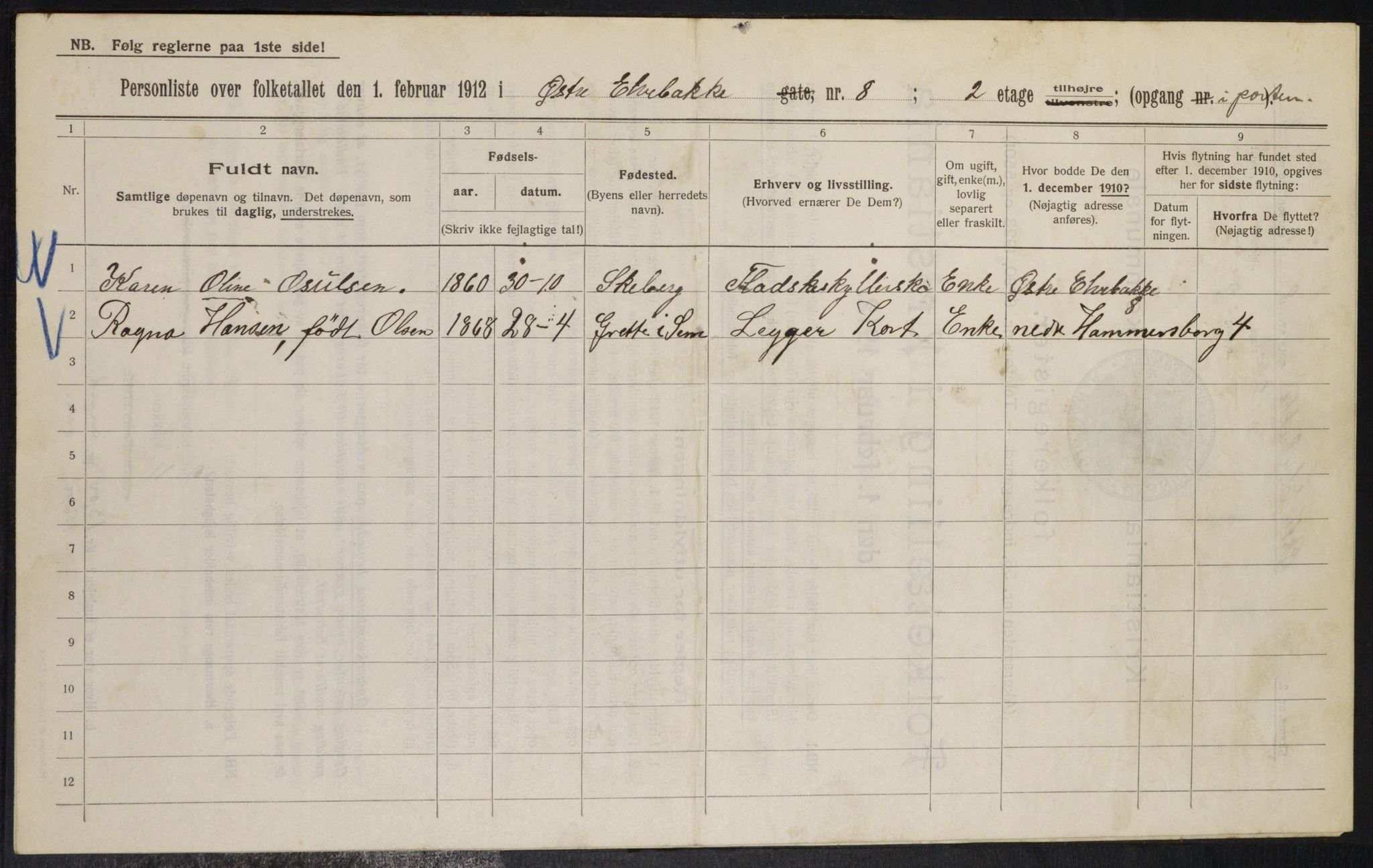 OBA, Municipal Census 1912 for Kristiania, 1912, p. 129417