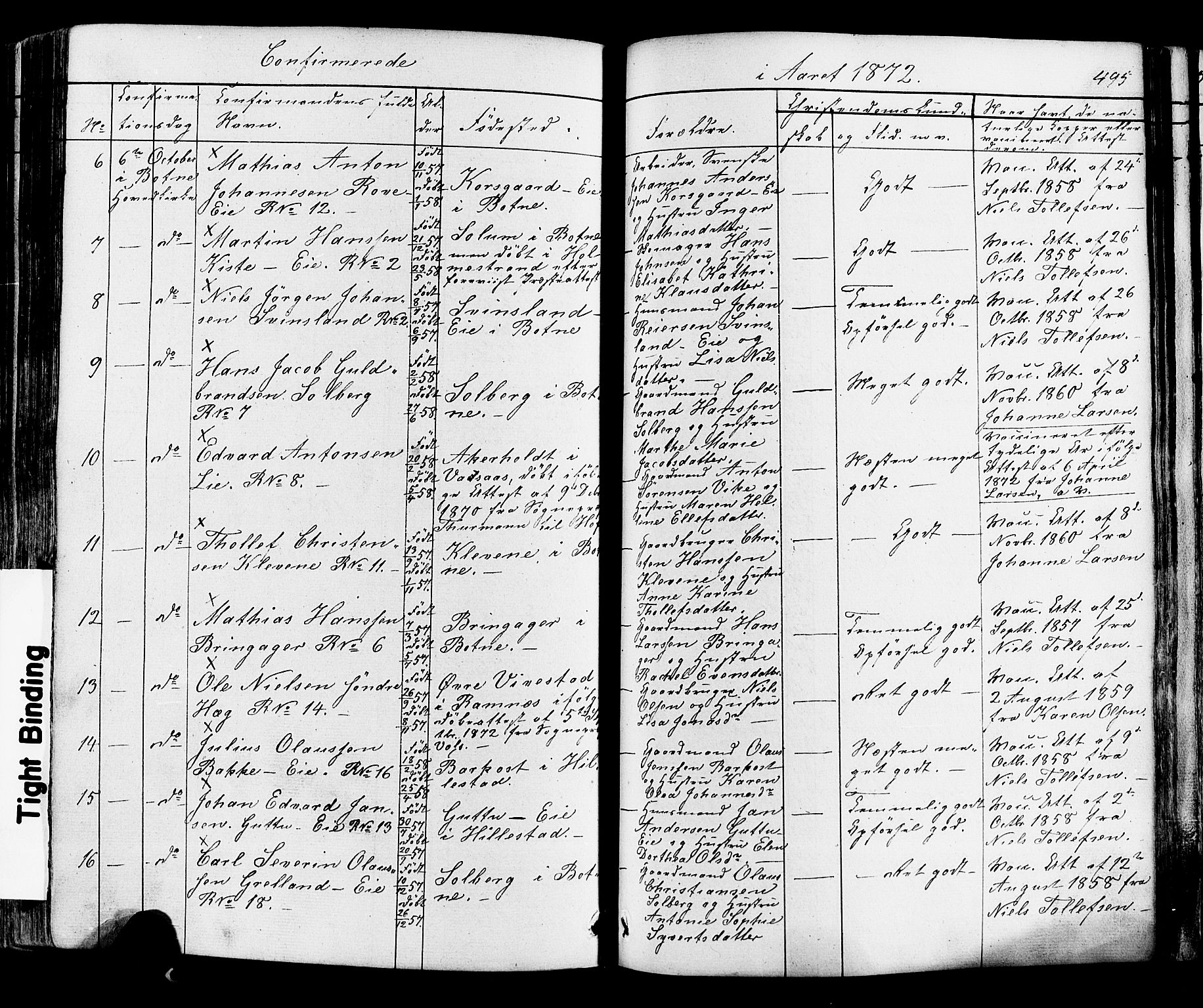 Botne kirkebøker, AV/SAKO-A-340/F/Fa/L0006: Parish register (official) no. I 6, 1836-1877, p. 495