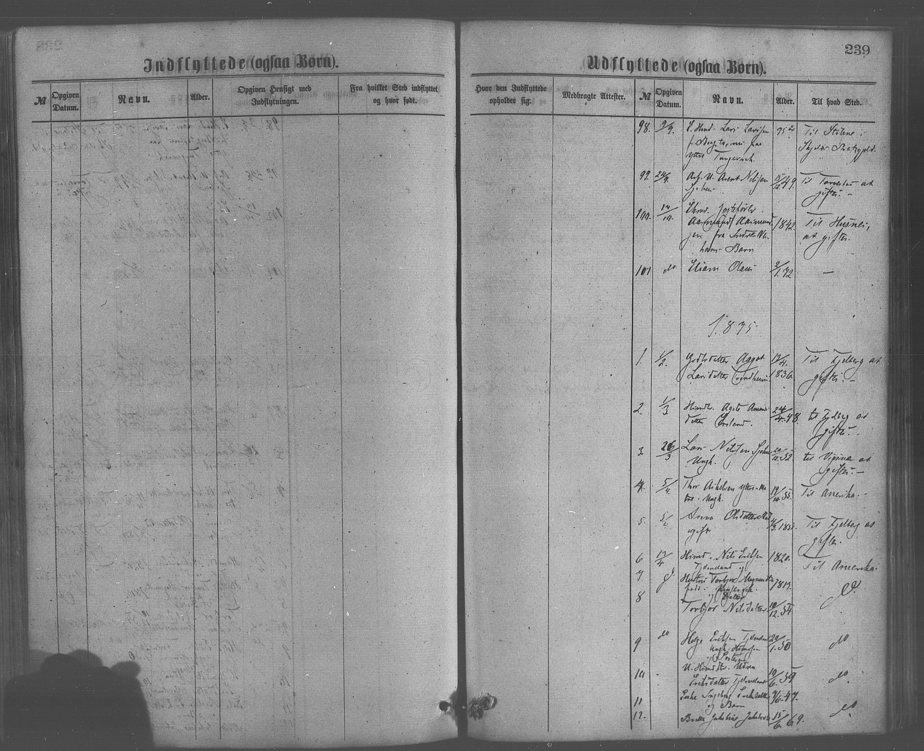 Skånevik sokneprestembete, AV/SAB-A-77801/H/Haa: Parish register (official) no. A 6, 1869-1878, p. 239