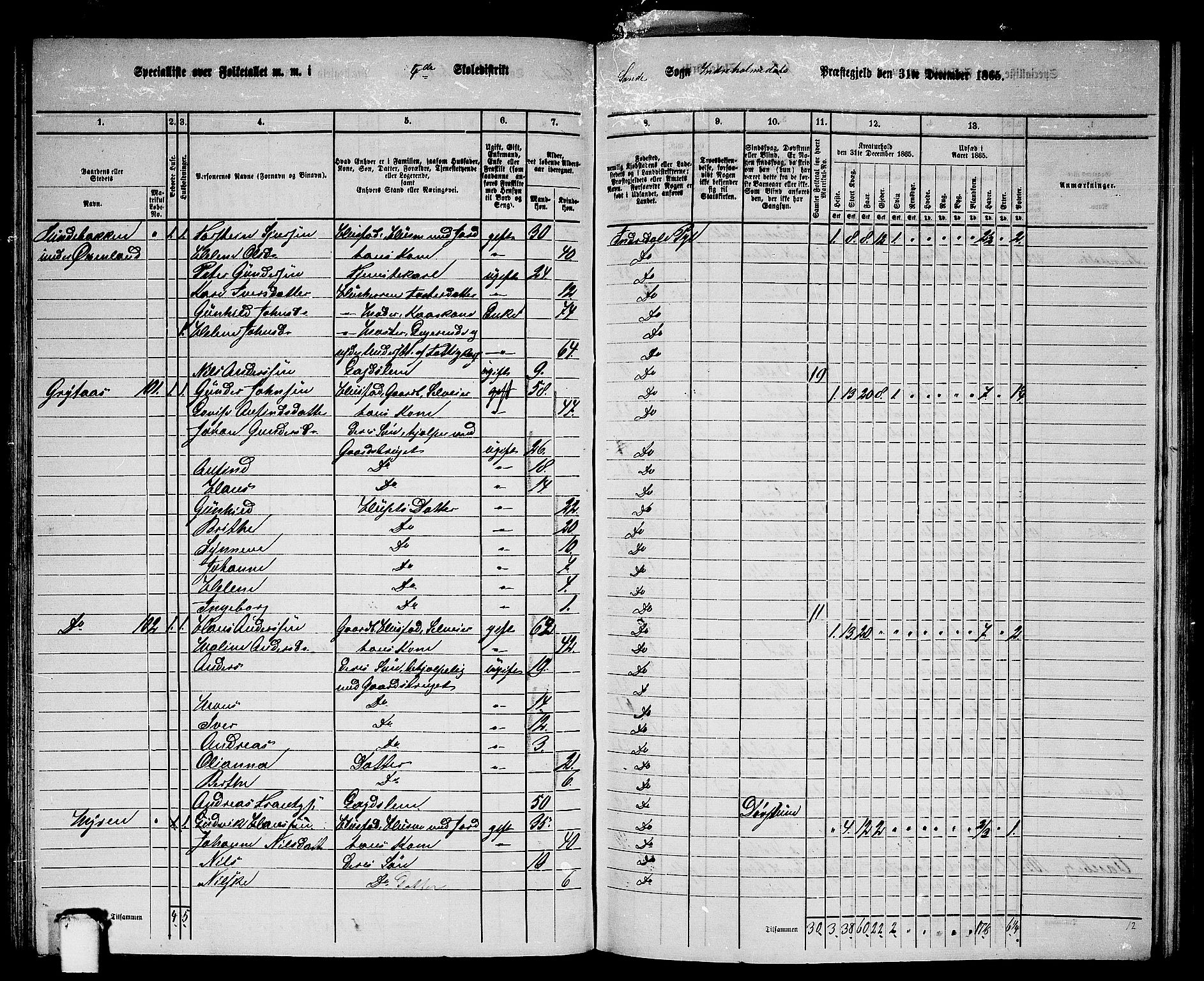 RA, 1865 census for Indre Holmedal, 1865, p. 74