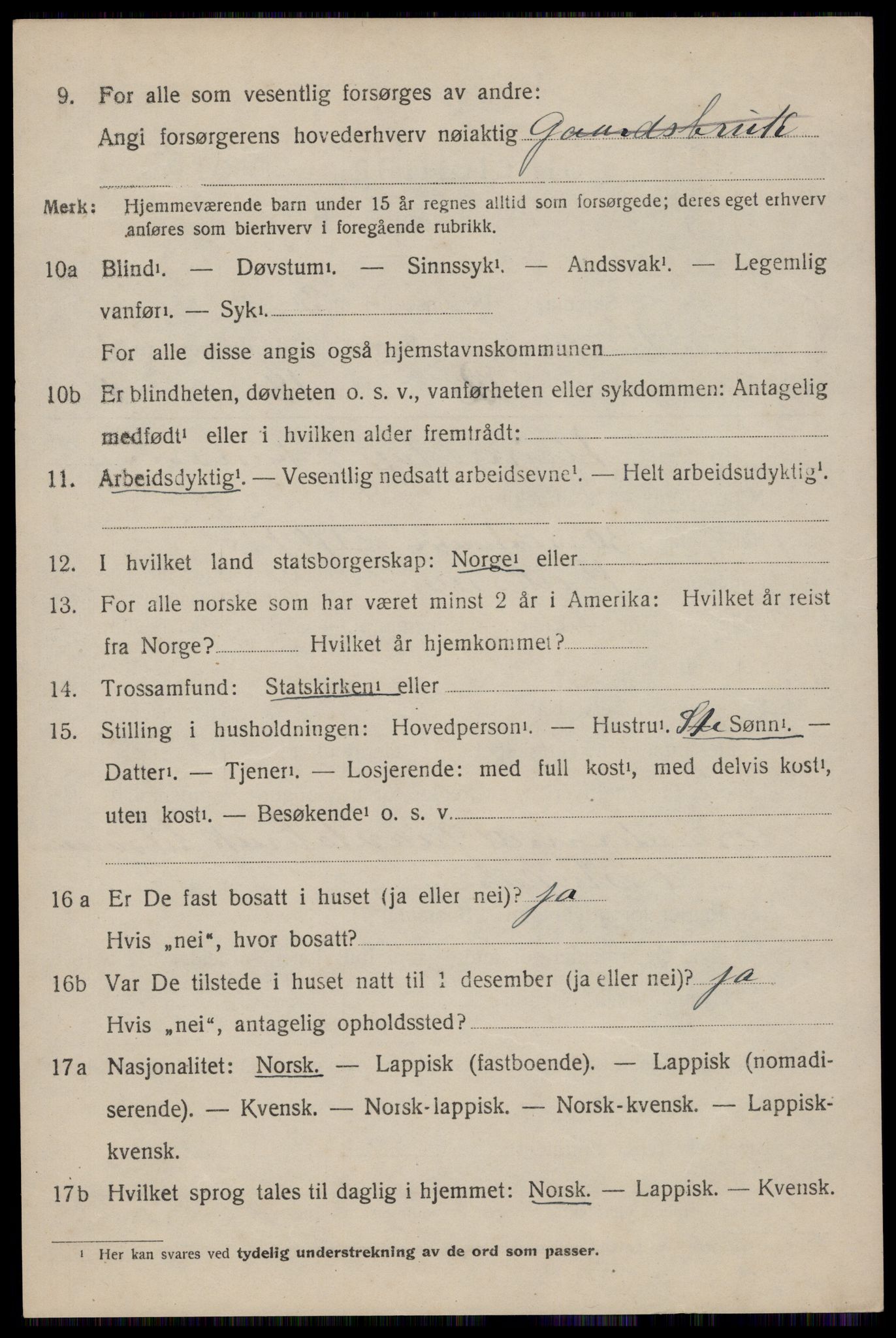 SAT, 1920 census for Buksnes, 1920, p. 3404