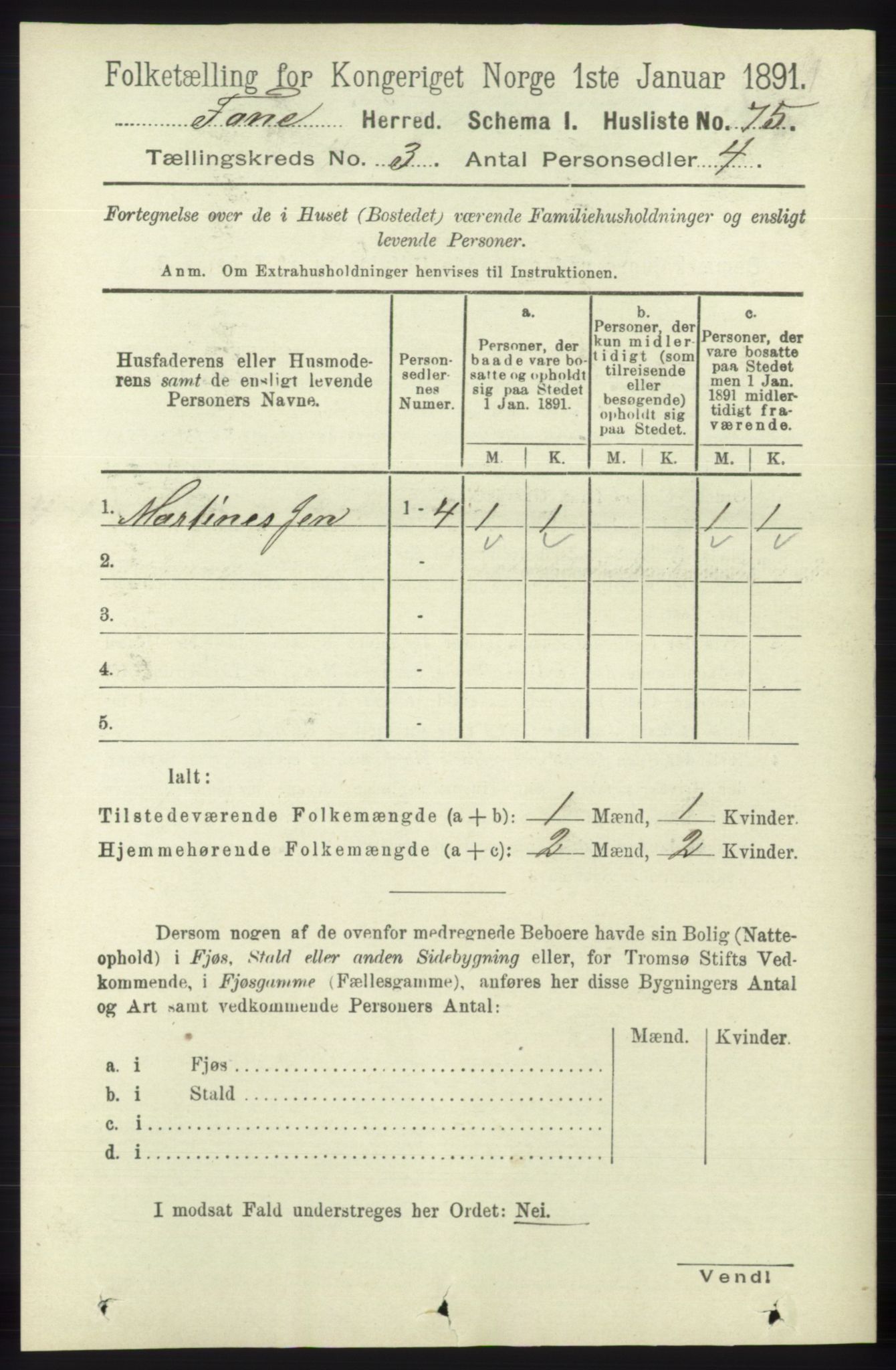 RA, 1891 census for 1249 Fana, 1891, p. 871