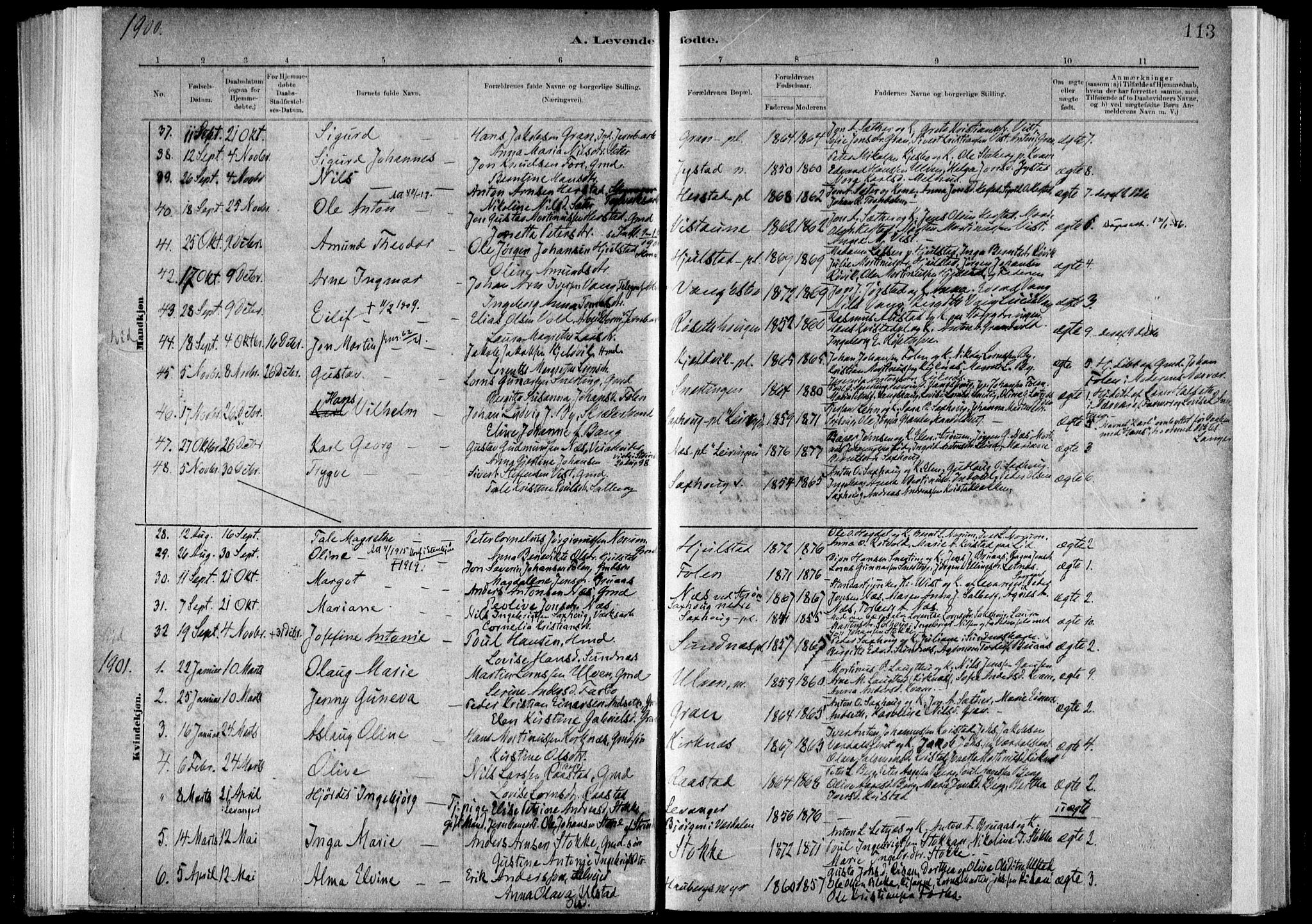 Ministerialprotokoller, klokkerbøker og fødselsregistre - Nord-Trøndelag, SAT/A-1458/730/L0285: Parish register (official) no. 730A10, 1879-1914, p. 113
