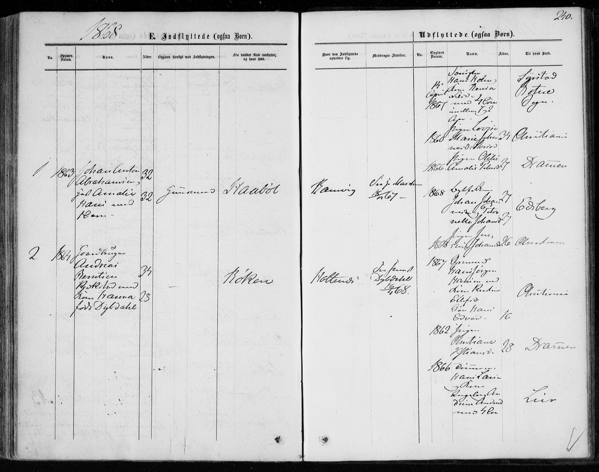 Hurum kirkebøker, SAKO/A-229/F/Fa/L0012: Parish register (official) no. 12, 1861-1875, p. 240