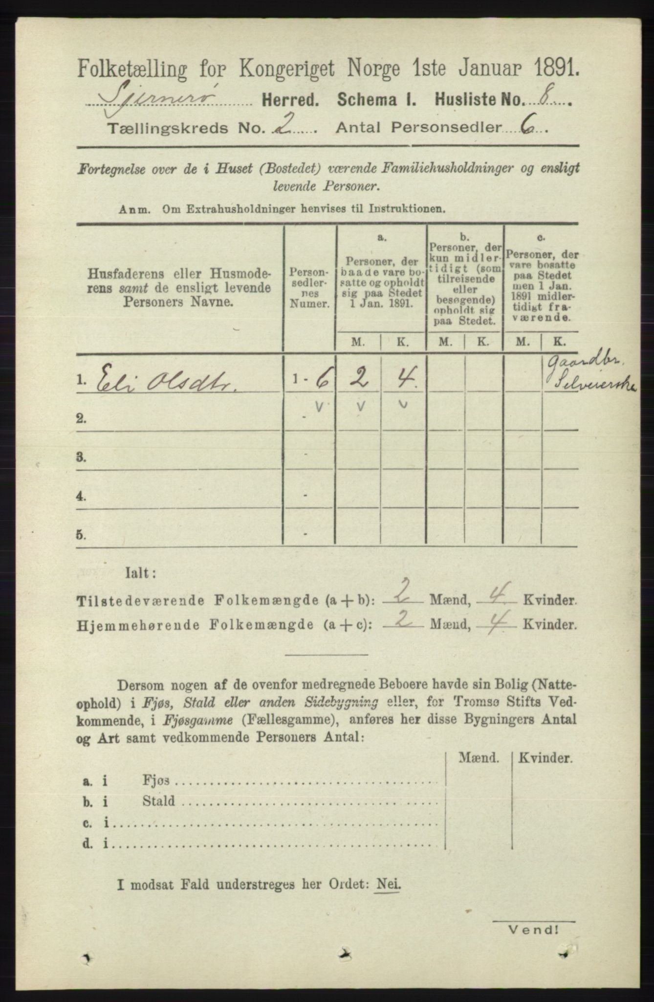 RA, 1891 census for 1140 Sjernarøy, 1891, p. 228